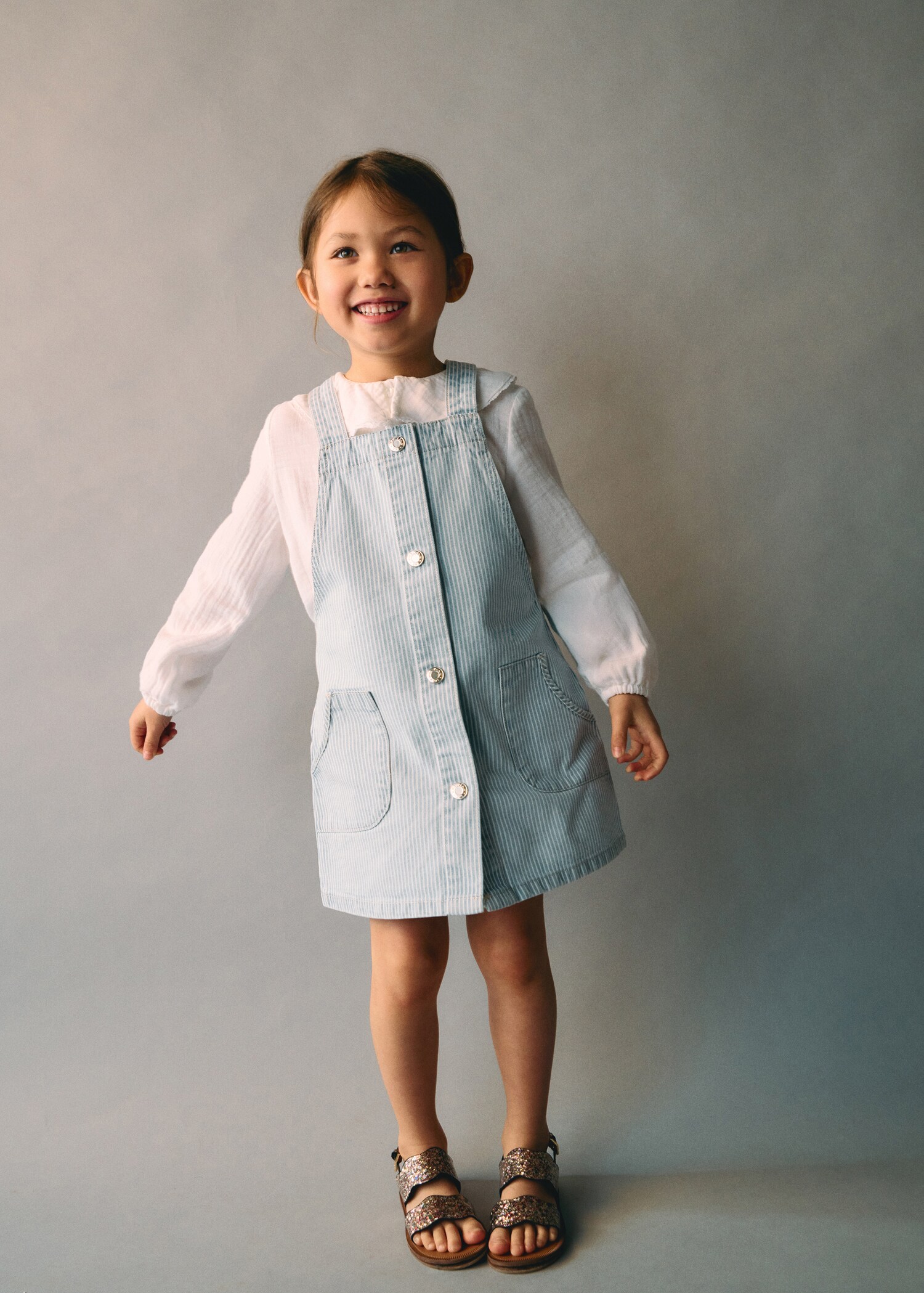 Striped denim pinafore - Details of the article 5