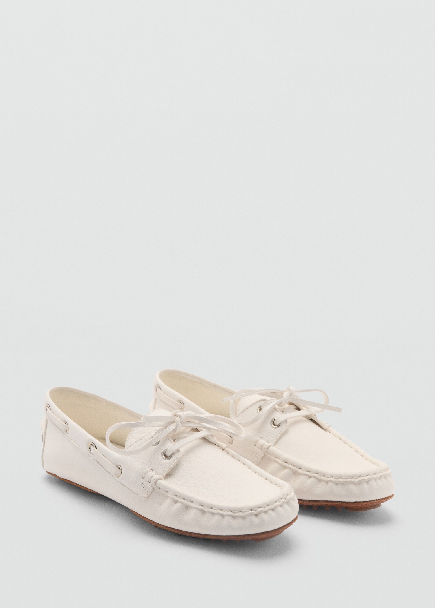 Leather boat shoes with laces - Medium plane