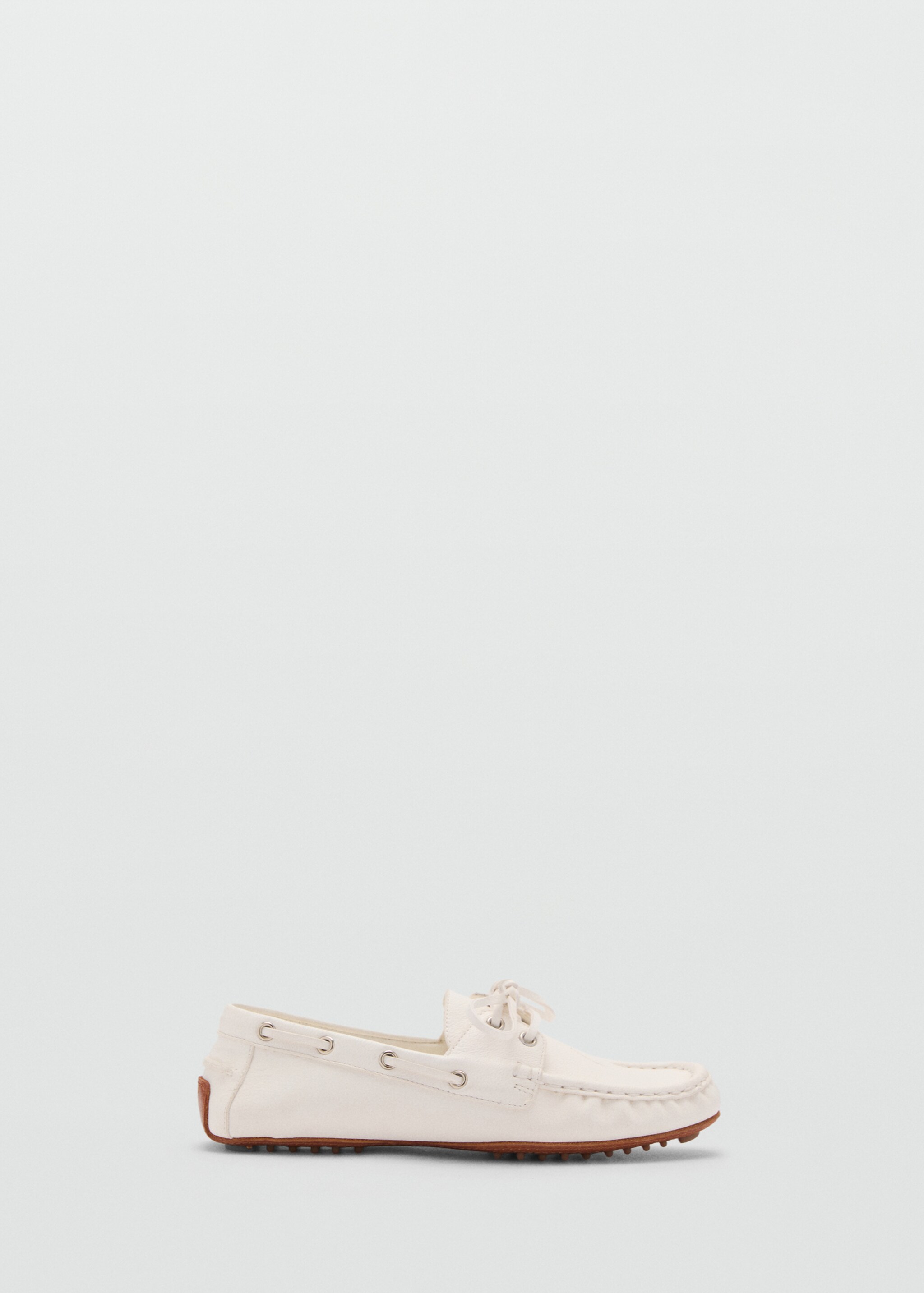 Leather boat shoes with laces - Article without model, White. Ref: 87075938-00.