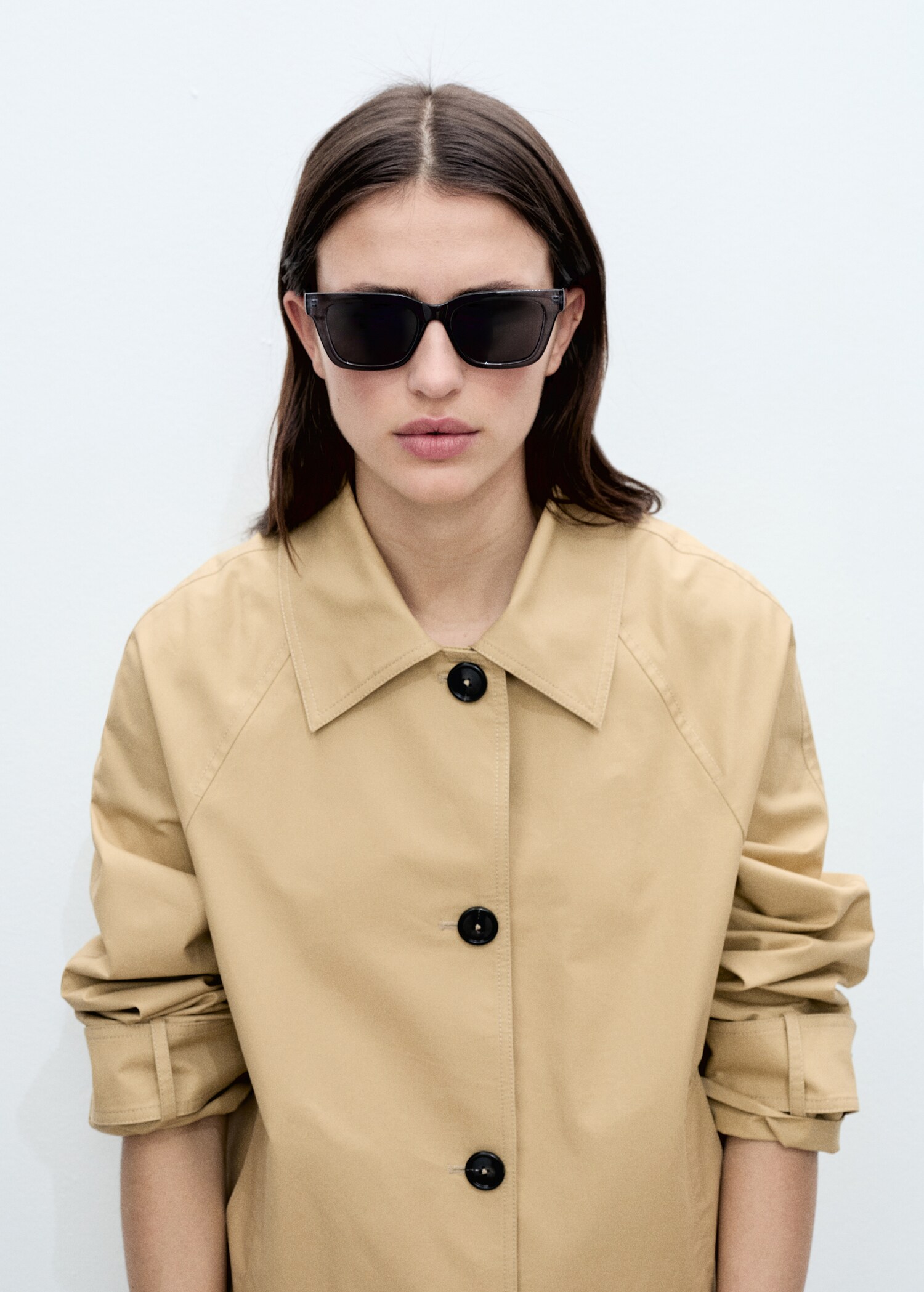 Cotton parka with buttons - Medium plane