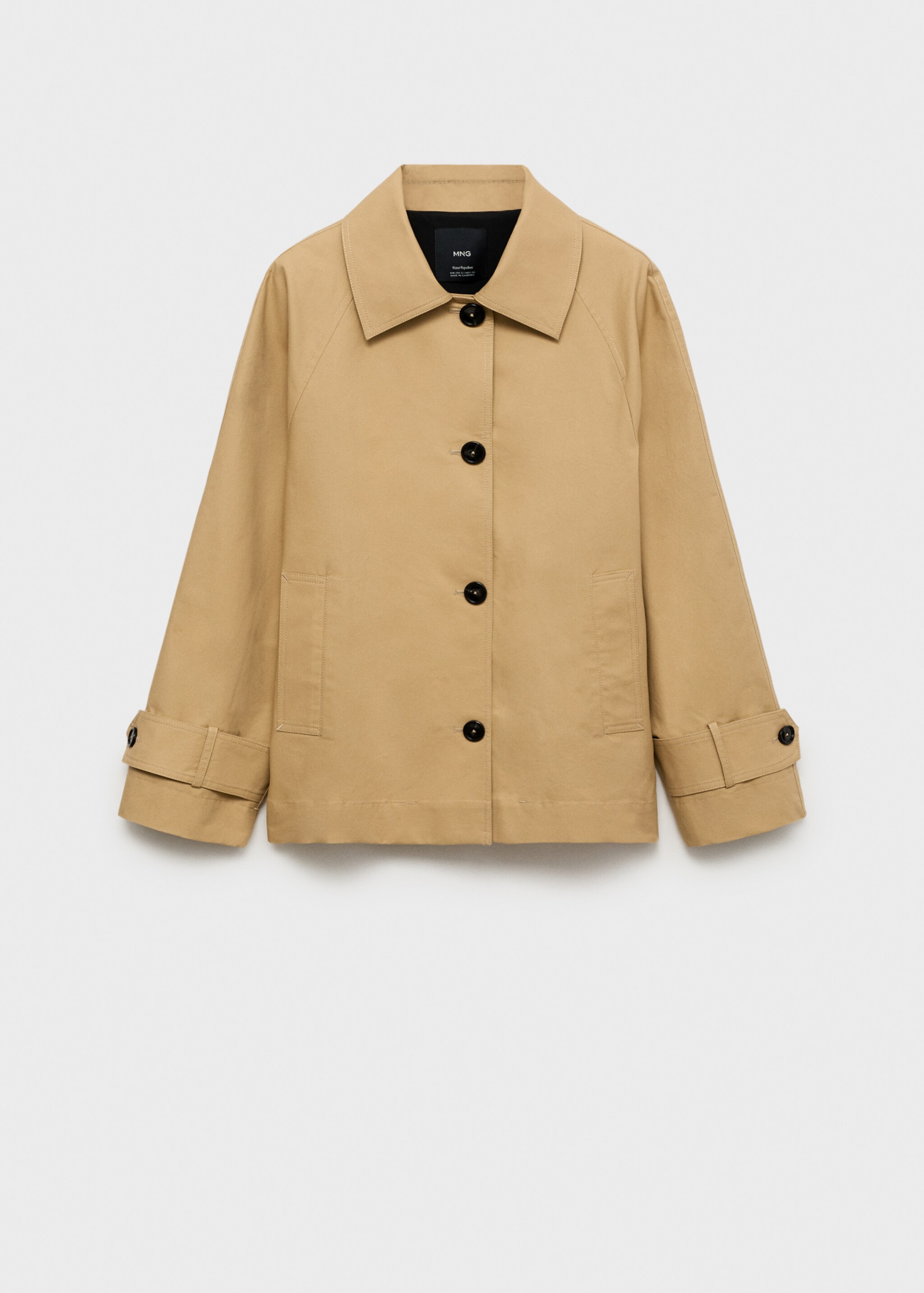 Cotton parka with buttons - Article without model, Medium Brown. Ref: 87075948-00.