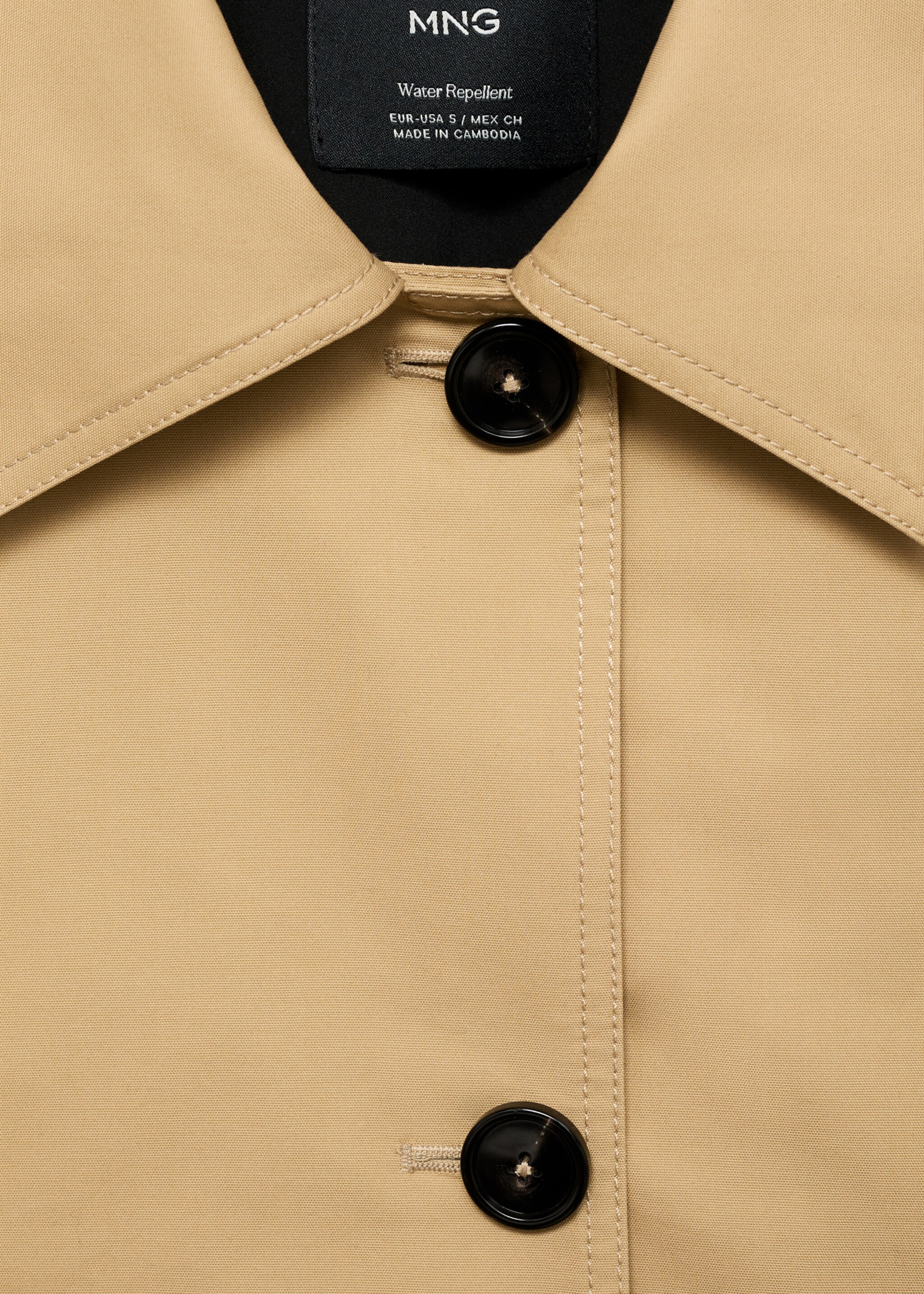 Cotton parka with buttons - Details of the article 8, Medium Brown. Ref: 87075948-00.