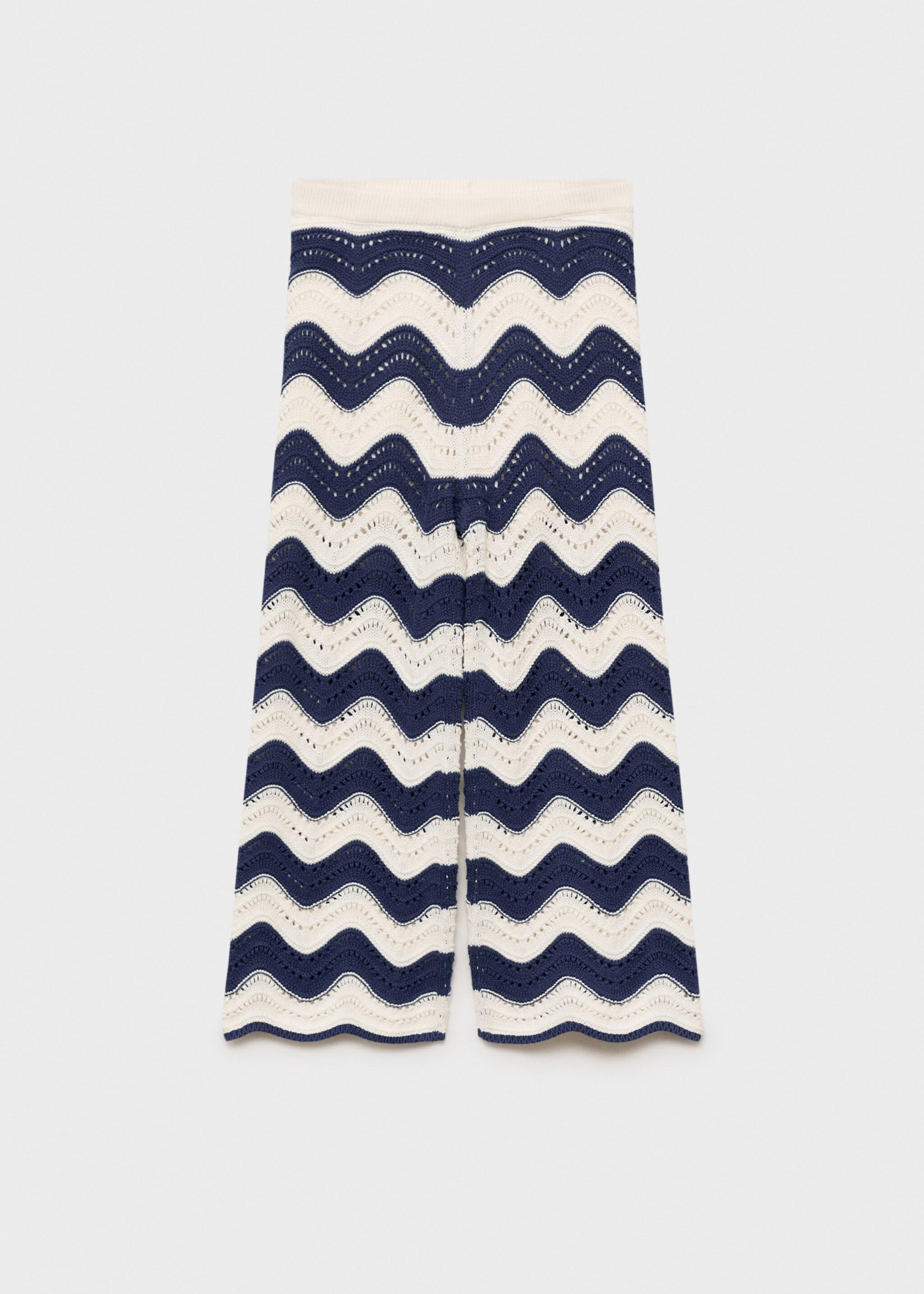 Zigzag openwork knitted trousers - Article without model, Ink Blue. Ref: 87075950-00.