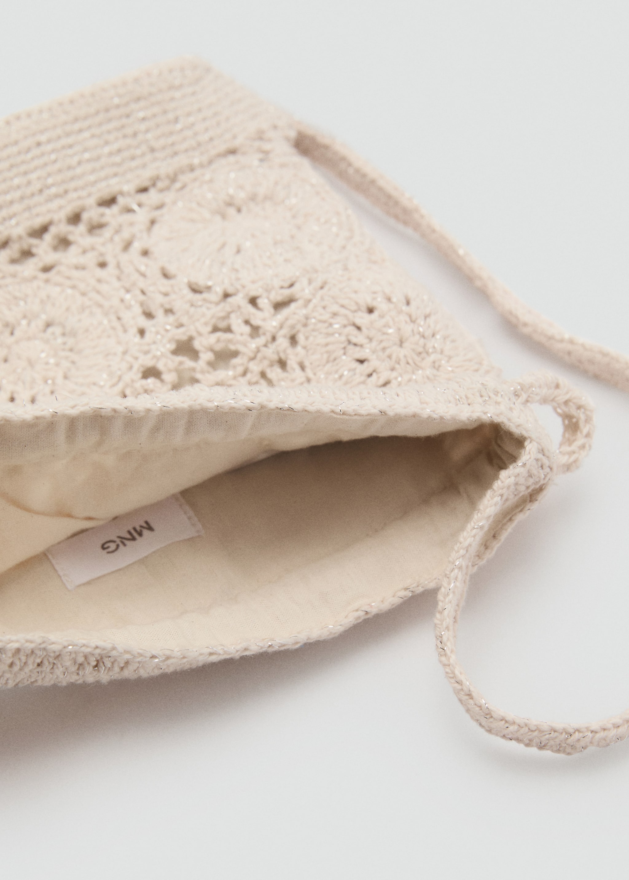 Bucket crochet bag - Details of the article 1, Sand. Ref: 87075973-00.