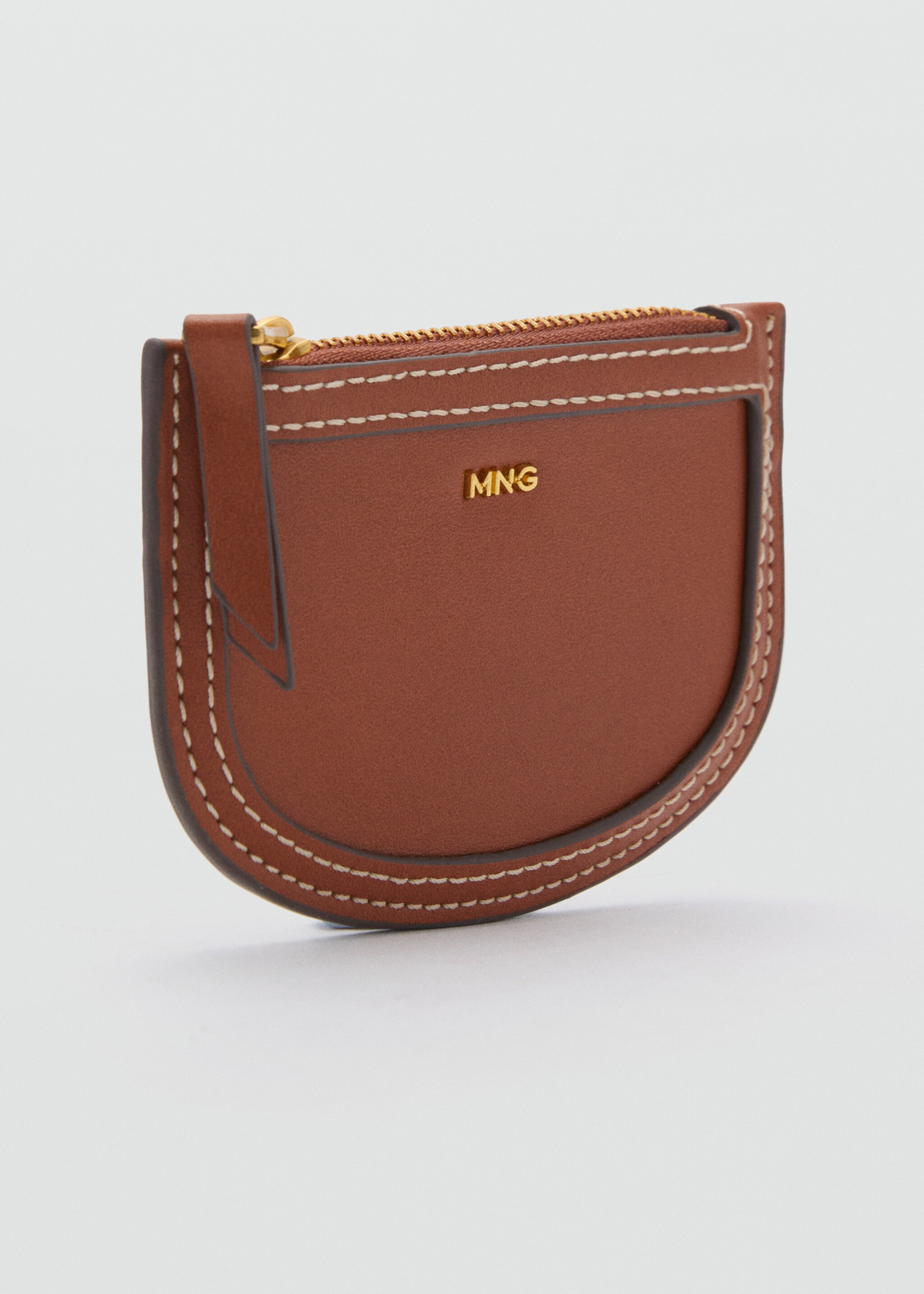 Mini oval faux-leather card holder - Medium plane, Leather. Ref: 87075977-00.