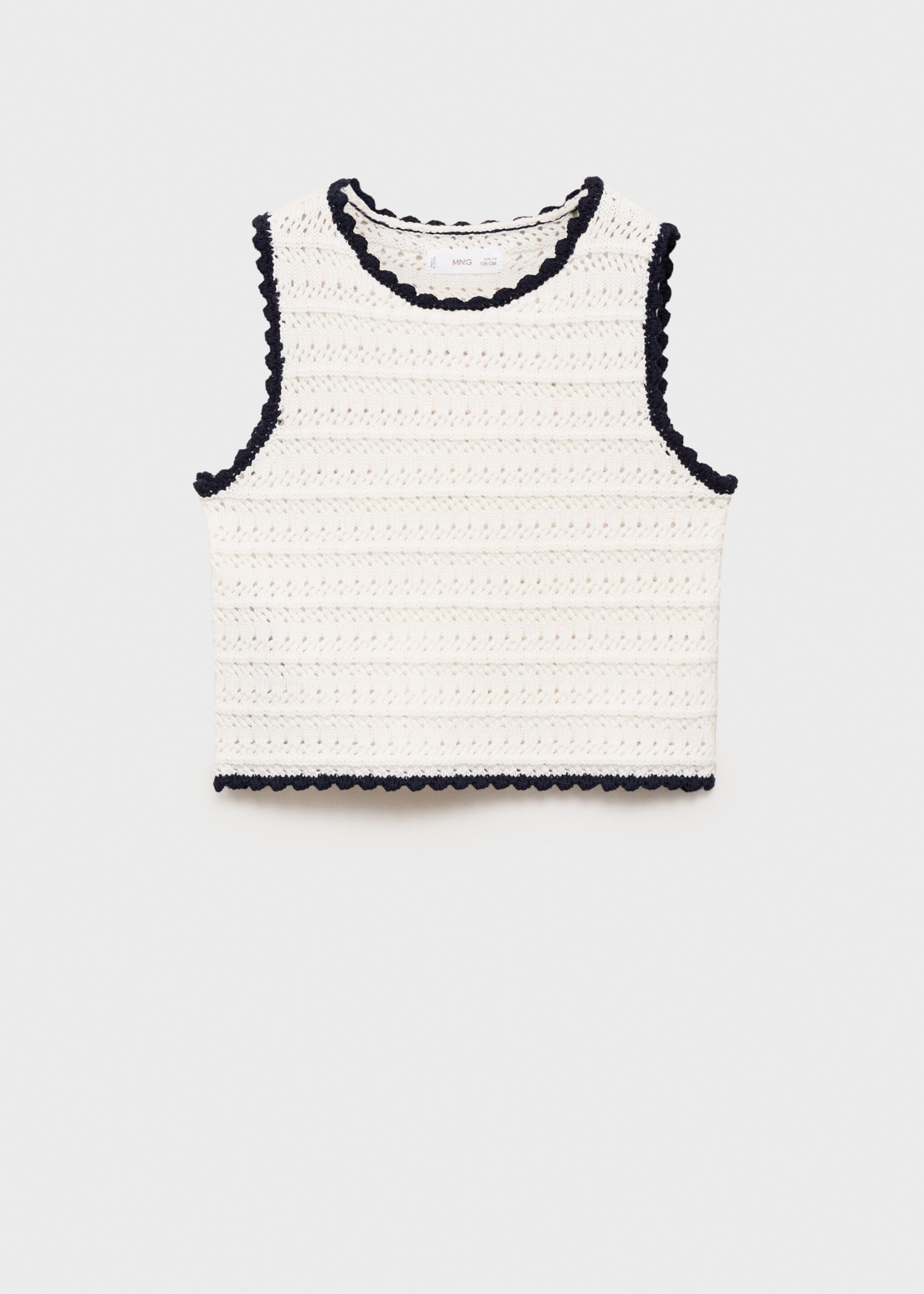 Knitted top with contrasting trim - Article without model, White. Ref: 87075980-00.