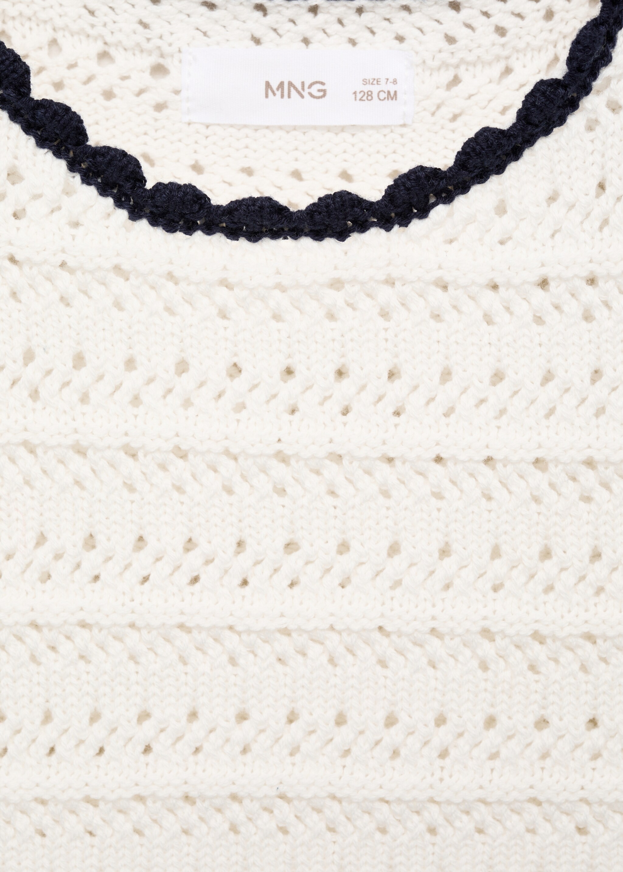 Knitted top with contrasting trim - Details of the article 8, White. Ref: 87075980-00.