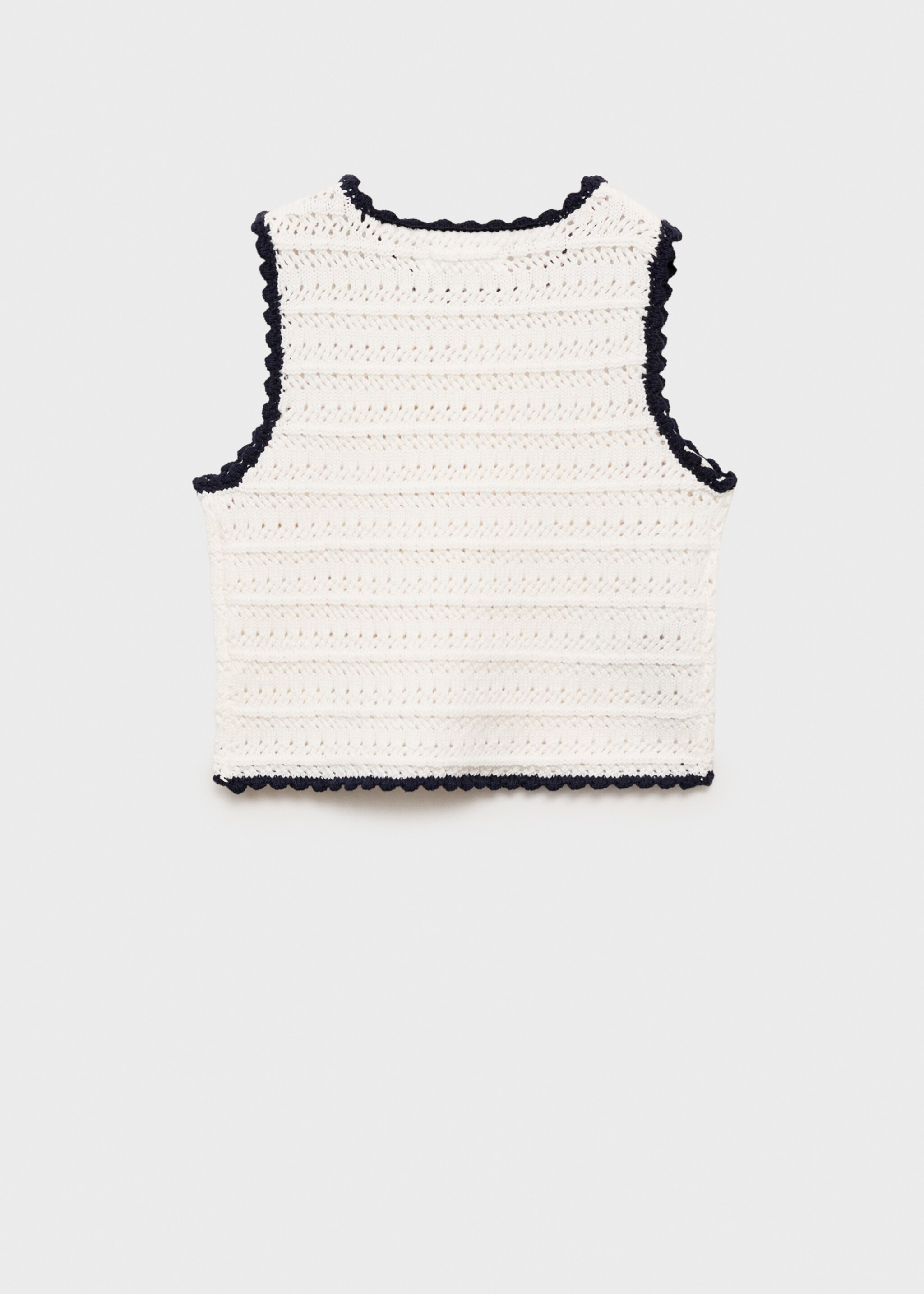 Knitted top with contrasting trim - Reverse of the article, White. Ref: 87075980-00.
