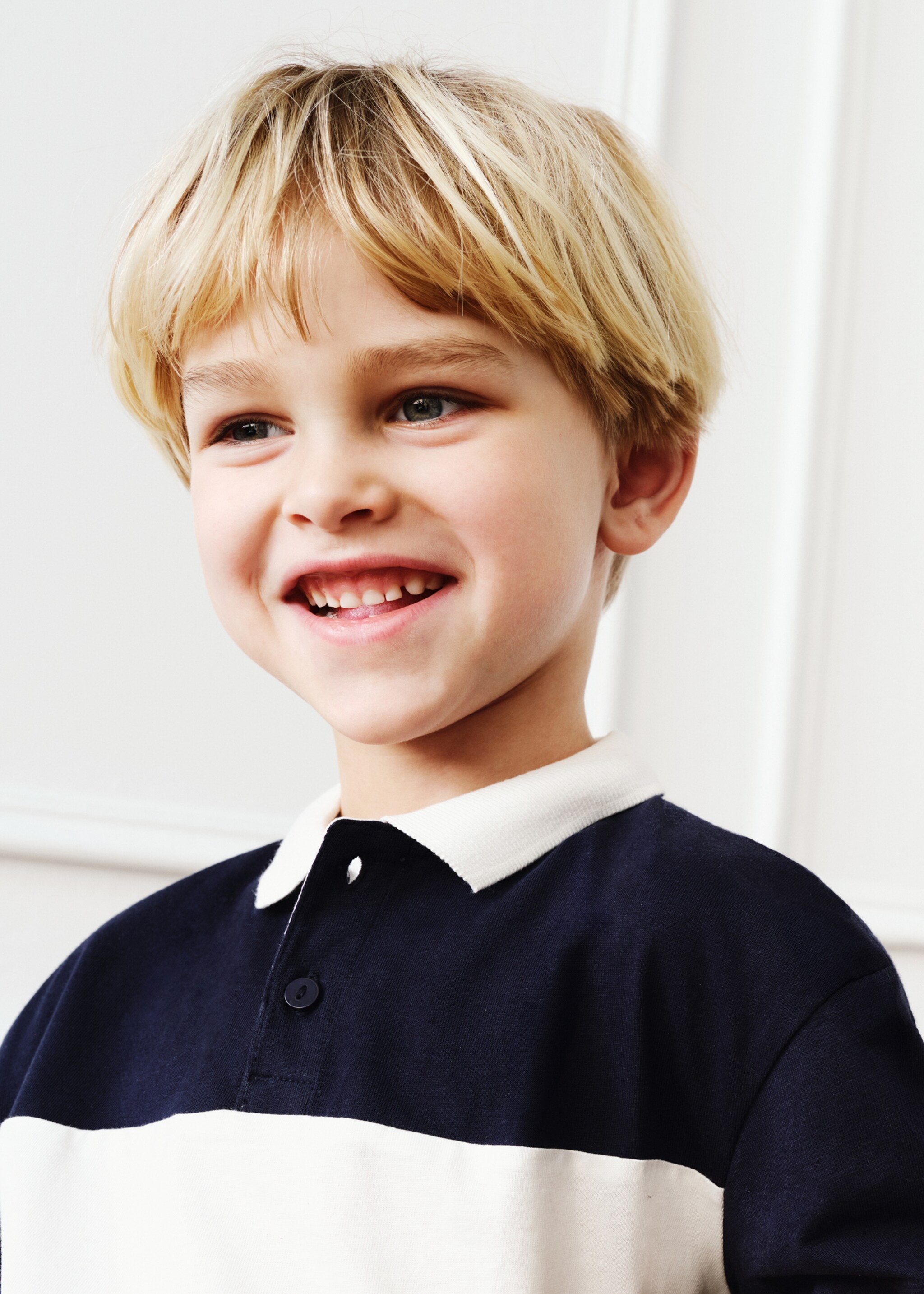 Μπλουζάκι πόλο ριγέ βαμβακερό - Λεπτομέρεια του προϊόντος 5, Σκούρο Μπλε Μαρέν. Ref: 87076350-00.