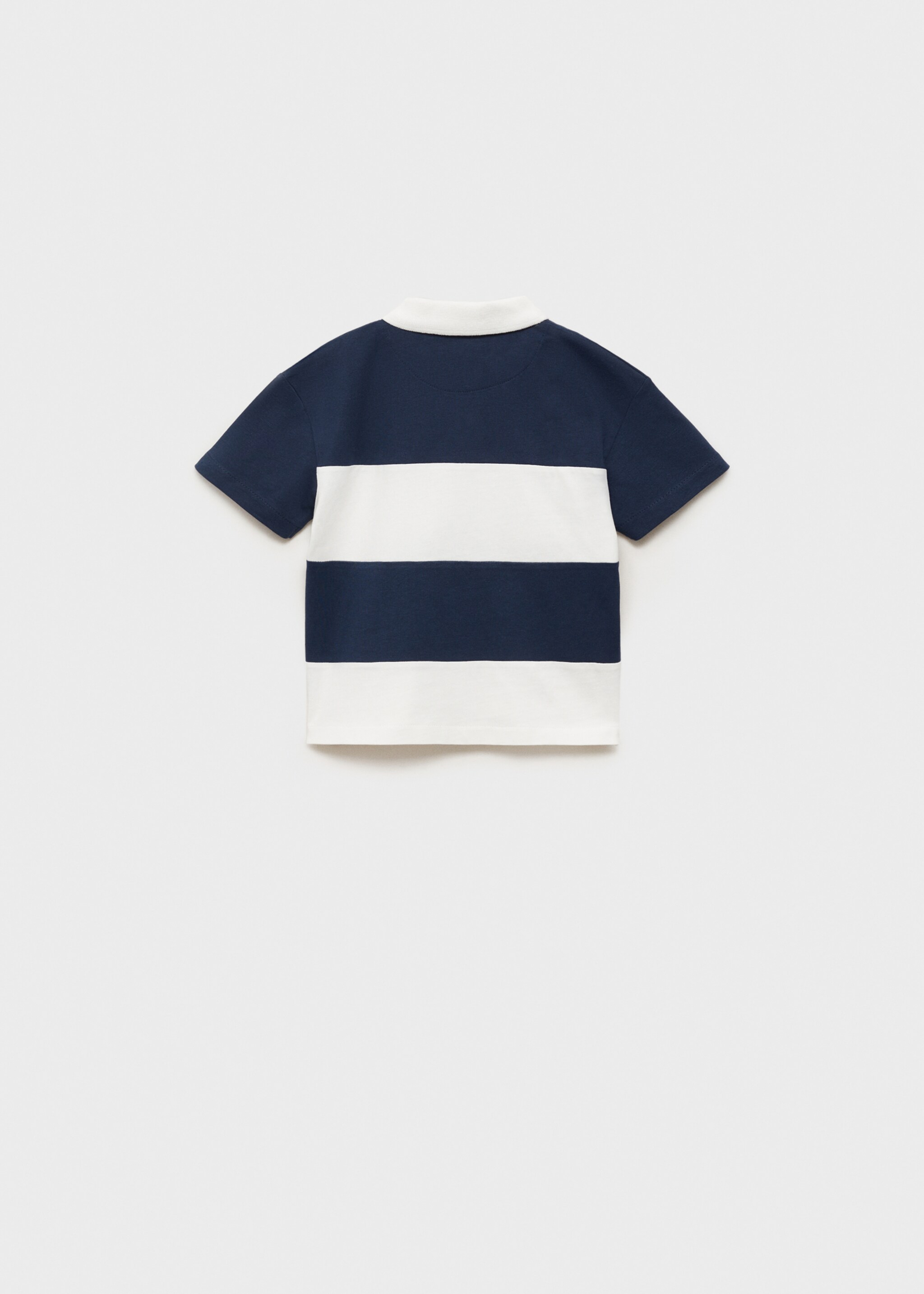 Μπλουζάκι πόλο ριγέ βαμβακερό - Πίσω όψη προϊόντος, Σκούρο Μπλε Μαρέν. Ref: 87076350-00.