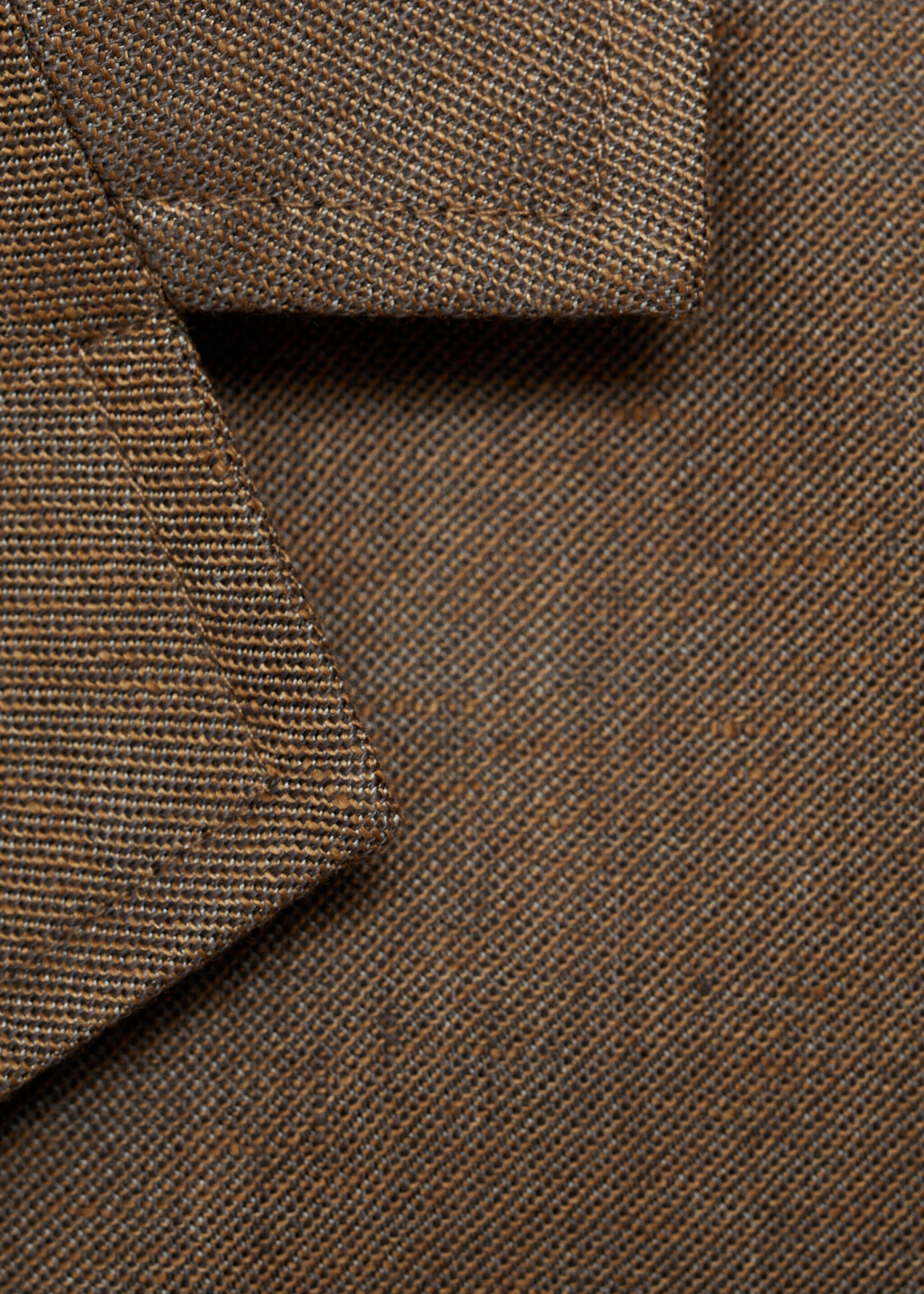 Linen-blend cropped jacket - Details of the article 8, Chocolate. Ref: 87076352-00.