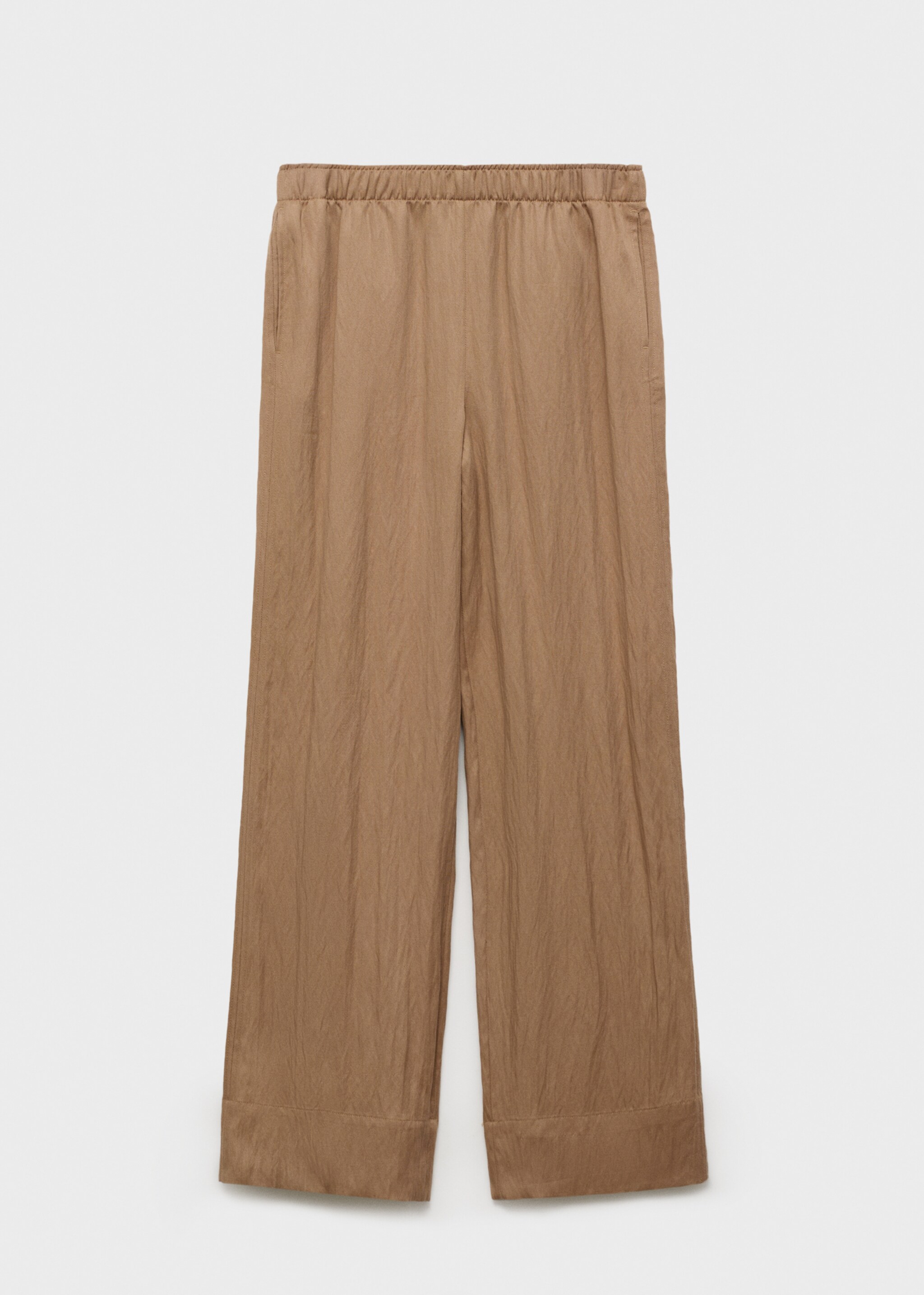 Raka byxor i lyocell med struktur - Artikel utan modell, Mellanbrun. Ref: 87076360-00.