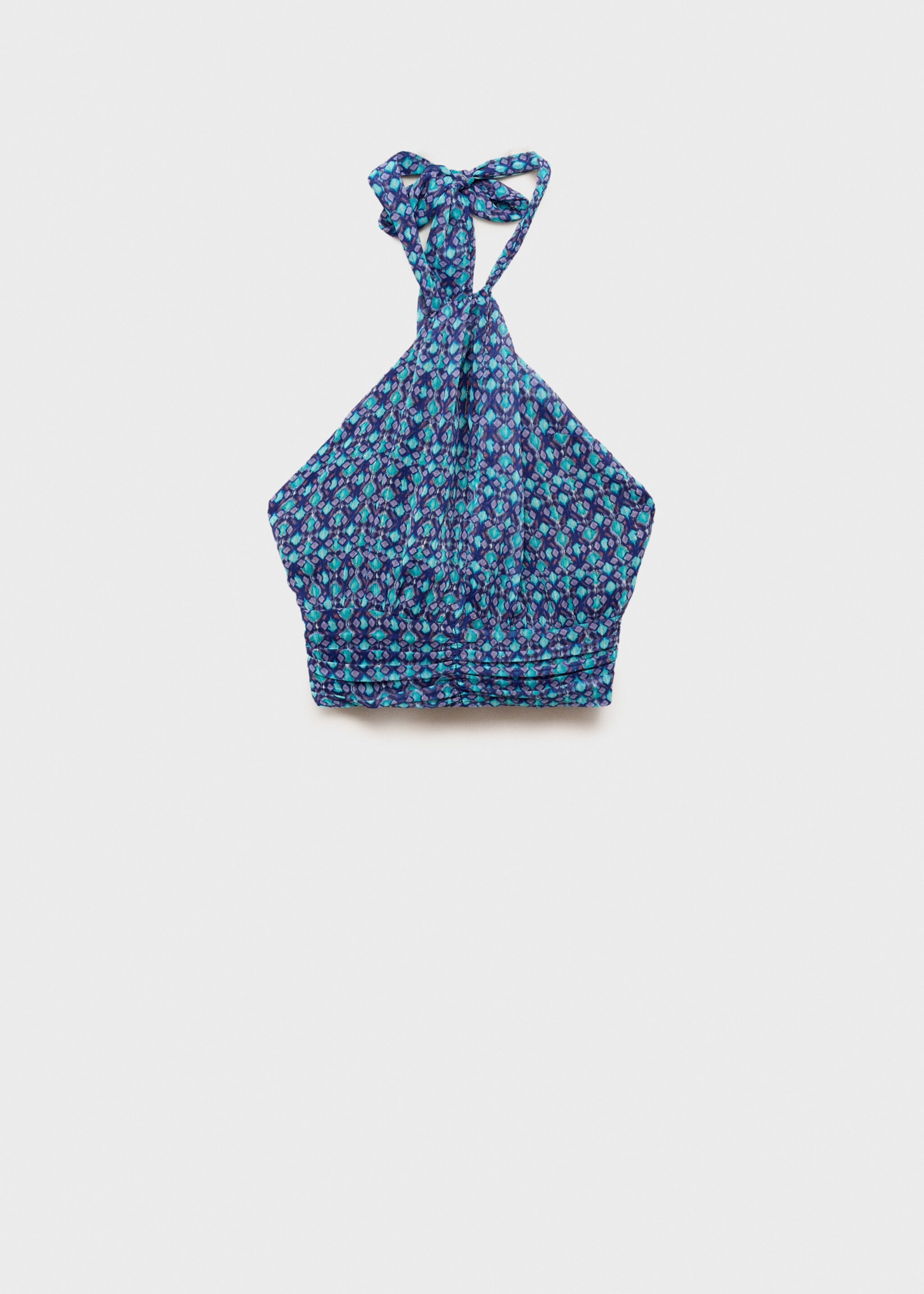 Halter-neck printed top - Article without model, Turquoise. Ref: 87076361-00.