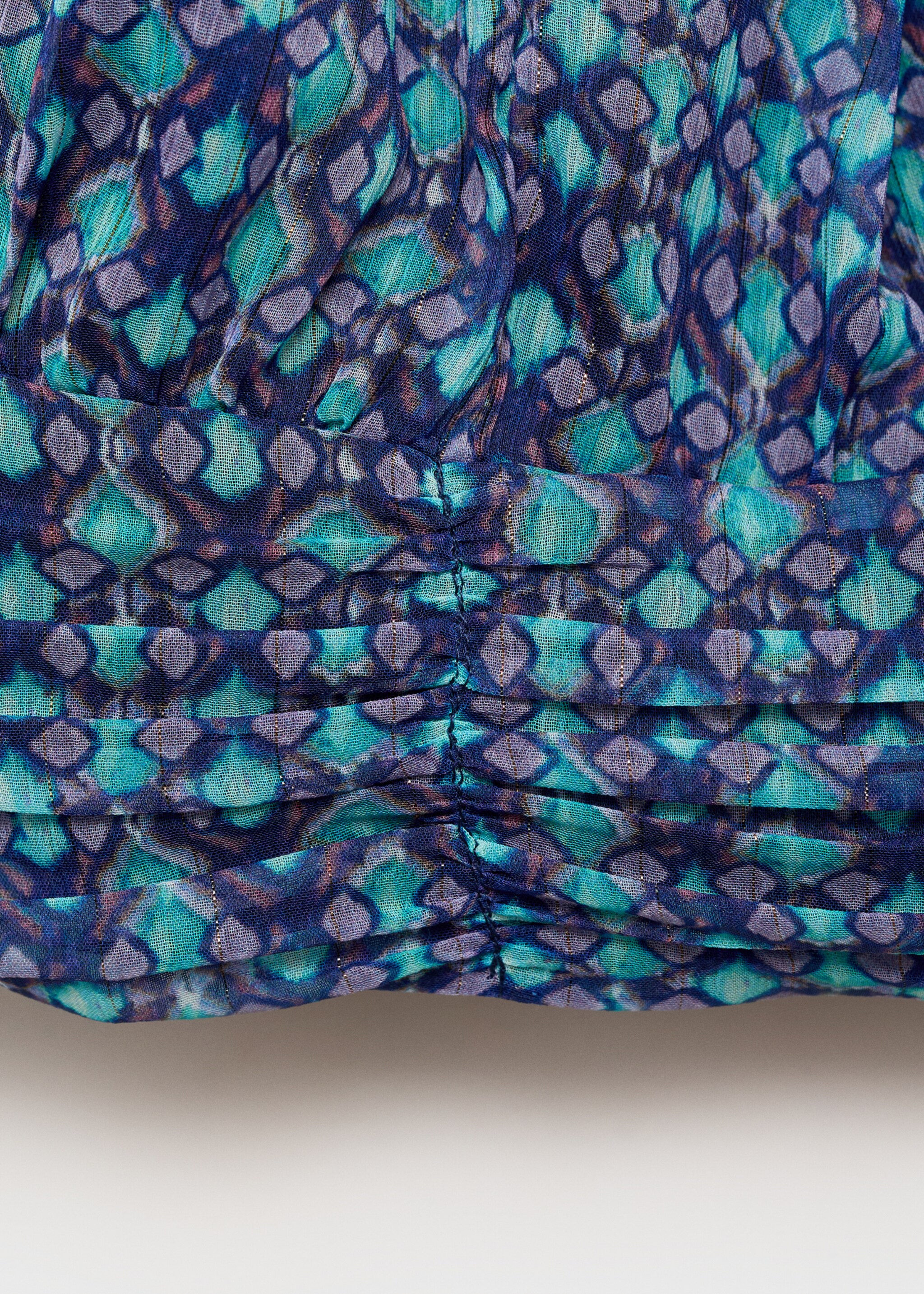 Halter-neck printed top - Details of the article 8, Turquoise. Ref: 87076361-00.