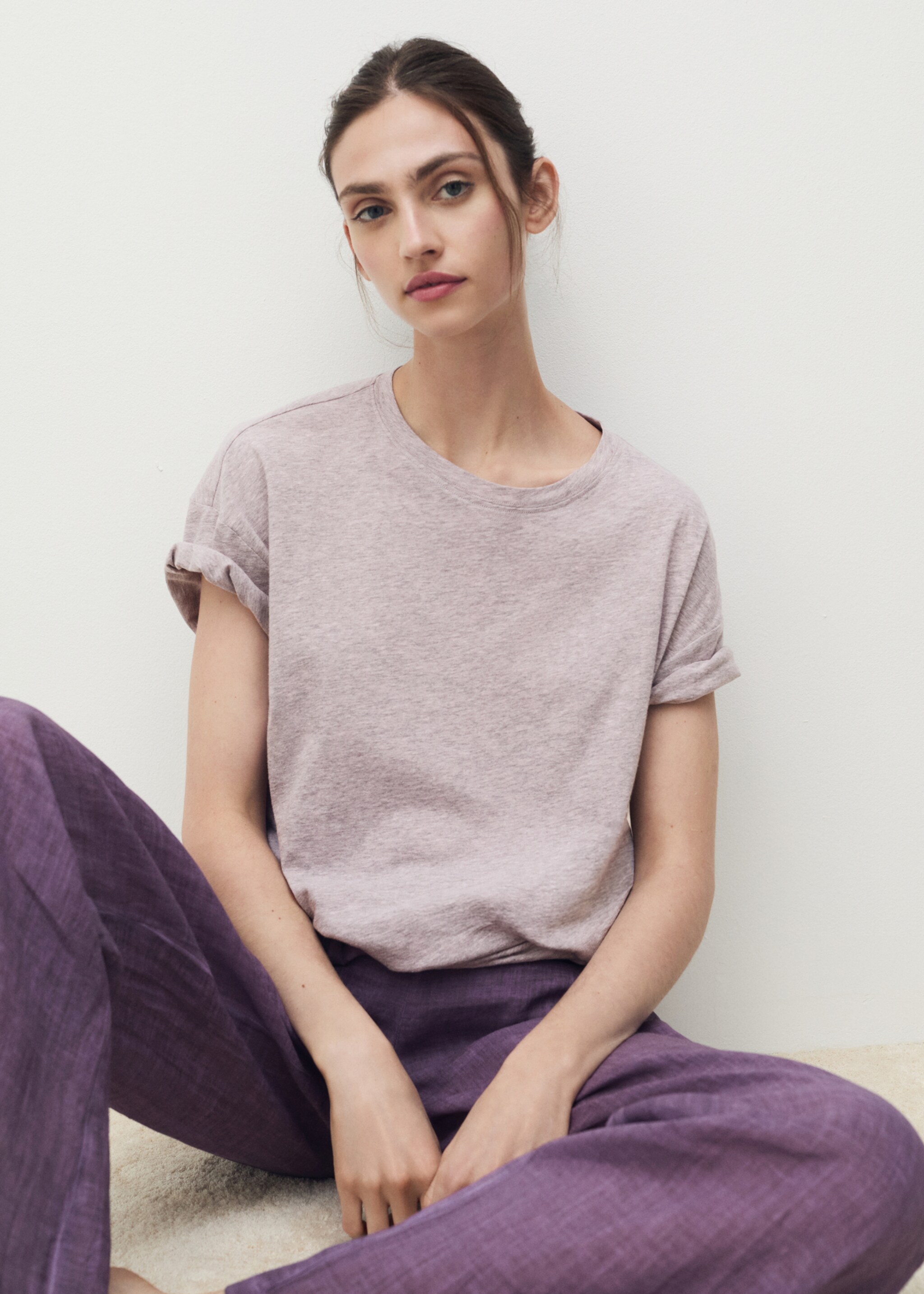 Kortärmad t-shirt bomull - Detaljer om artikeln 2, Lila. Ref: 87076709-00.
