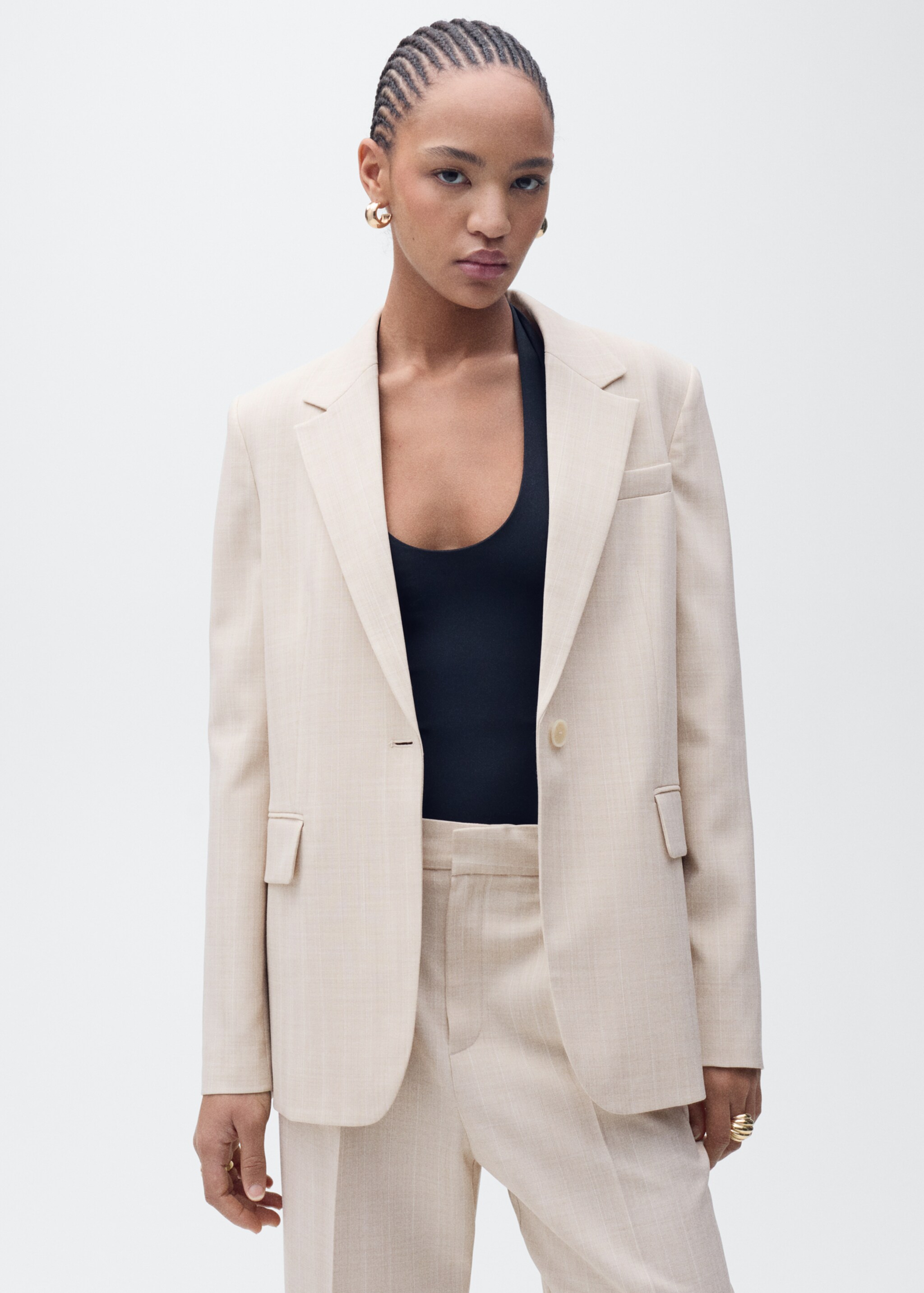 Straight suit trousers - Medium plane, Nude. Ref: 87076715-00.