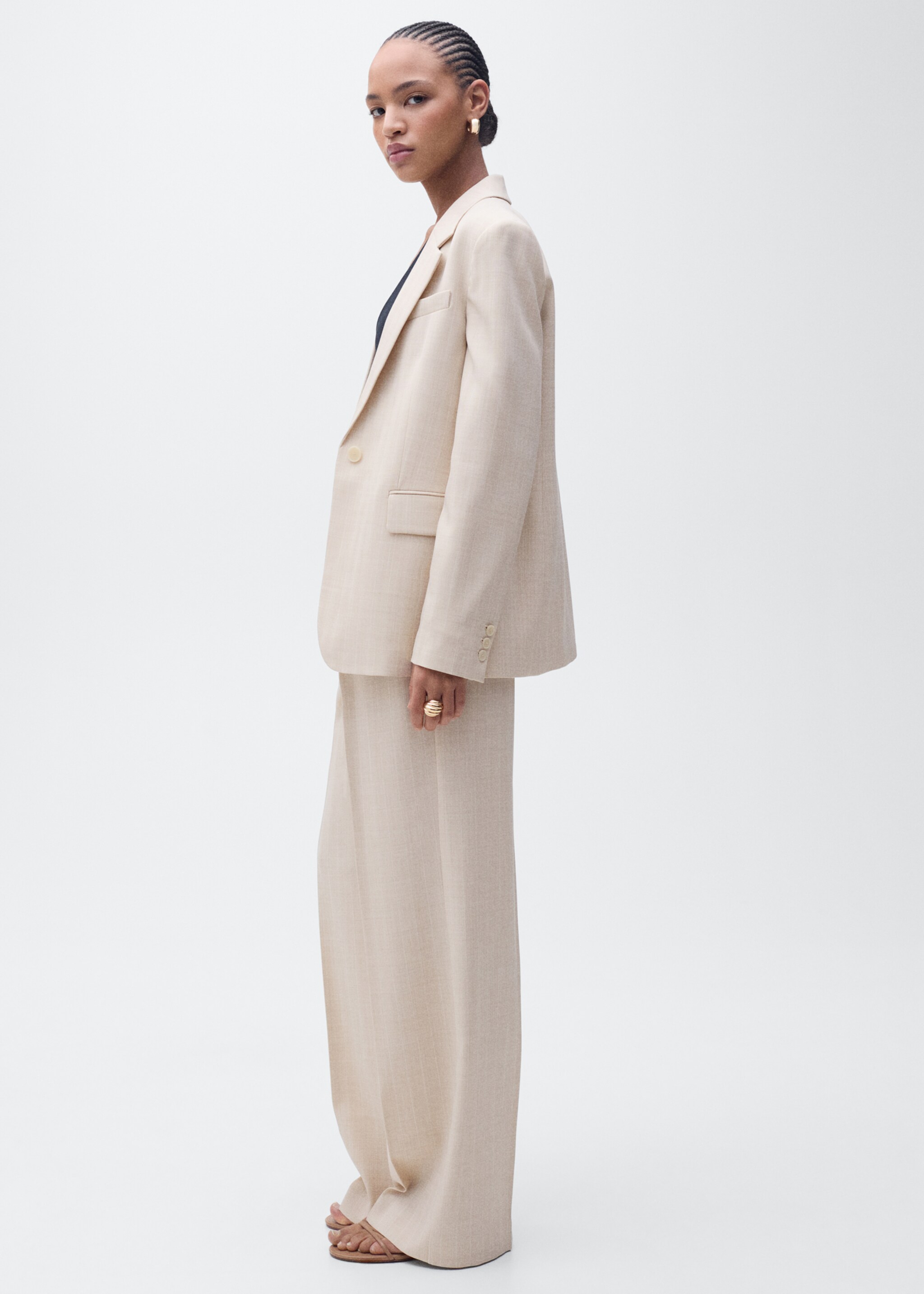 Straight suit trousers - Details of the article 2, Nude. Ref: 87076715-00.