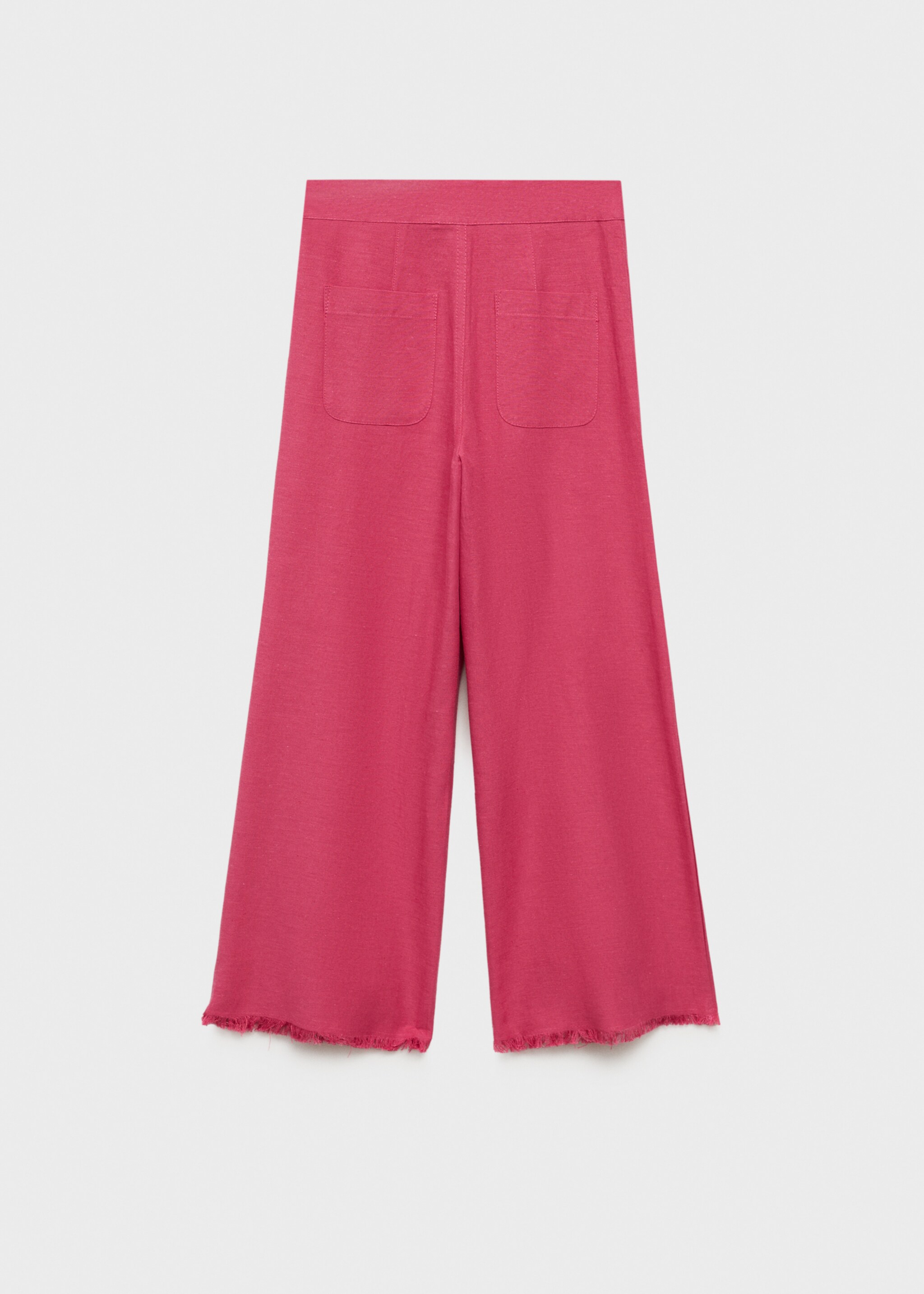 Linen-blend culotte trousers - Reverse of the article, Strawberry. Ref: 87076720-00.