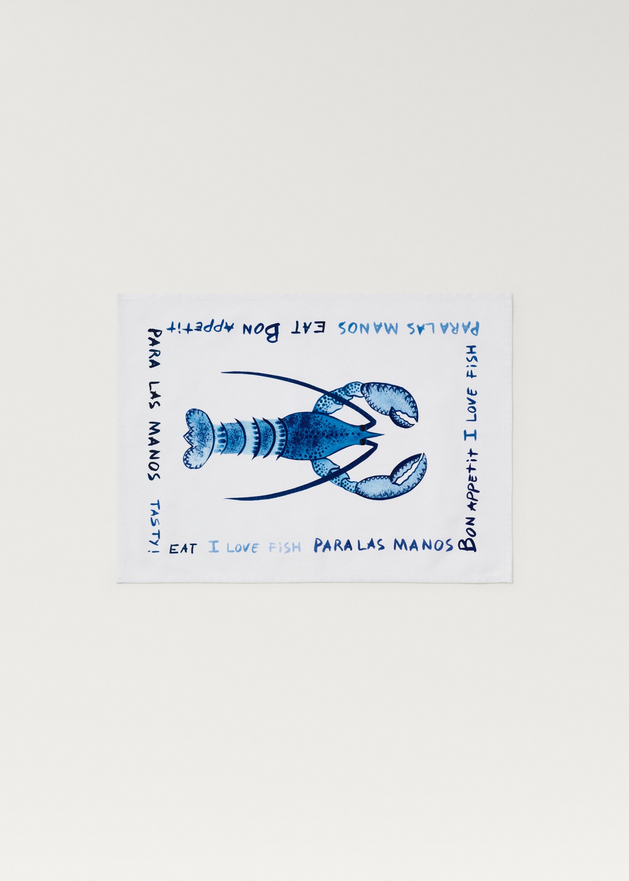 Cotton placemat with lobster design - Article without model, Blue. Ref: 87076727-00.