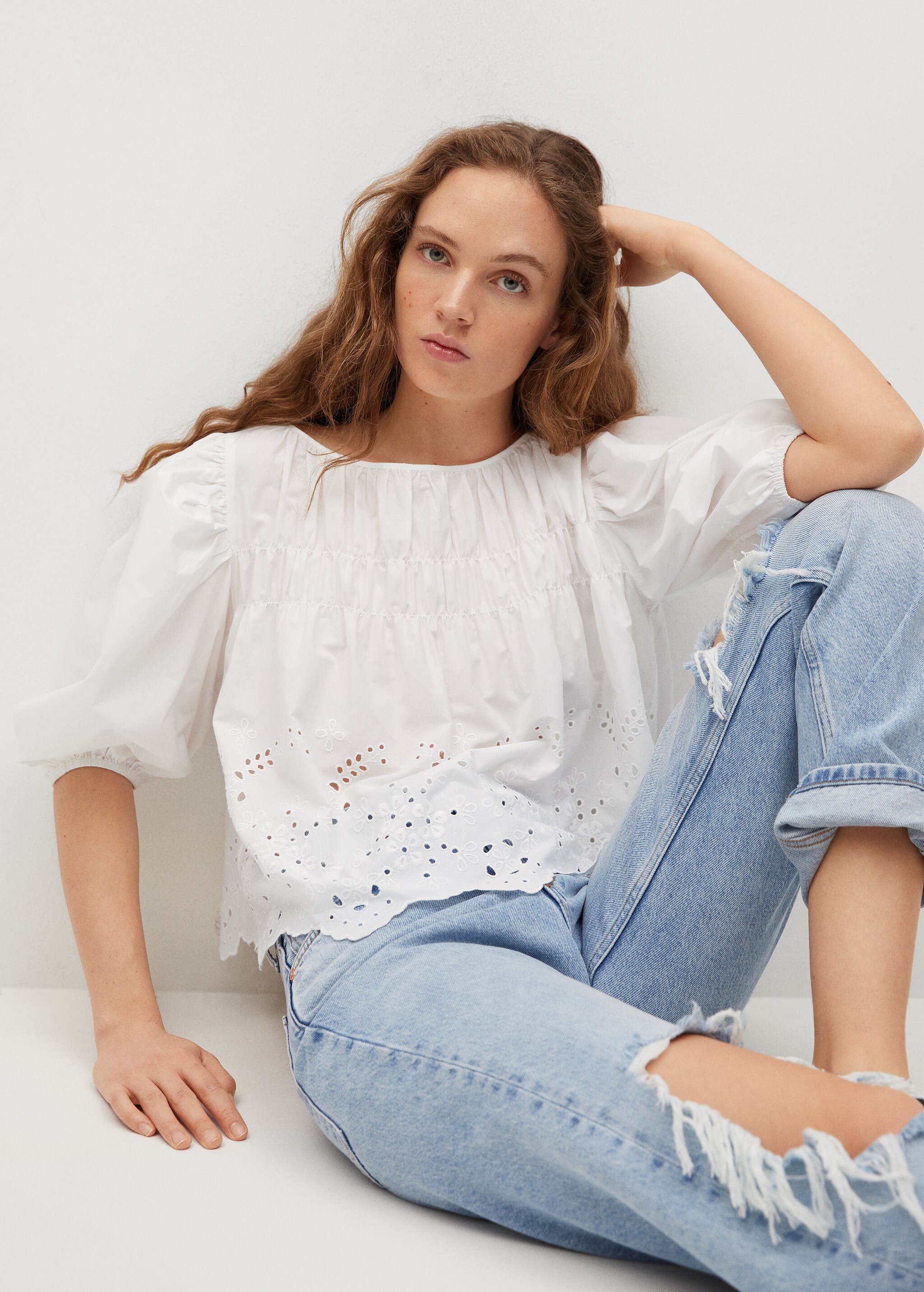 Swiss embroidery popelin blouse - Details of the article 1
