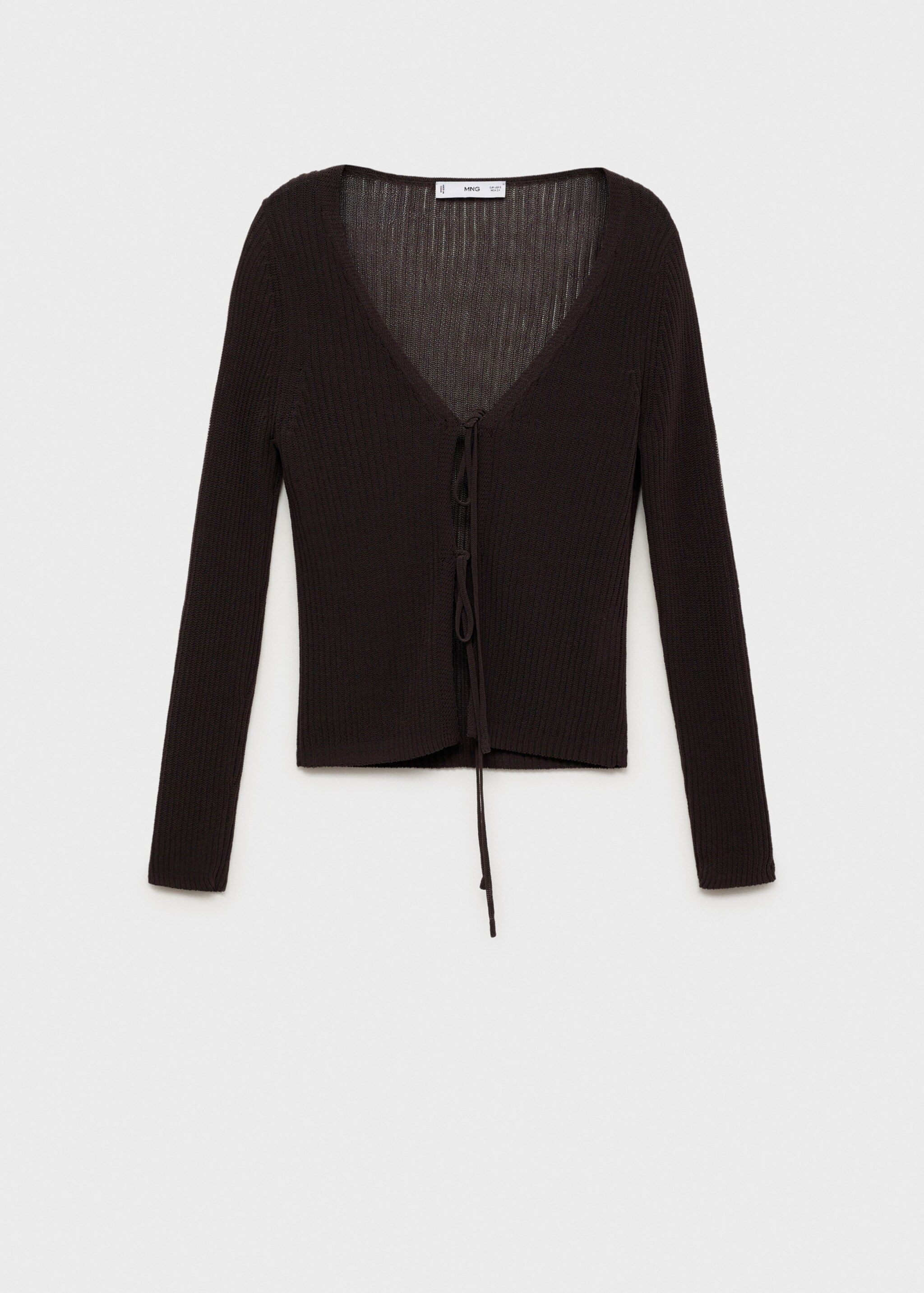 Cárdigan punto canalé lazos - Artículo sin modelo, Chocolate. Ref: 87077171-00.