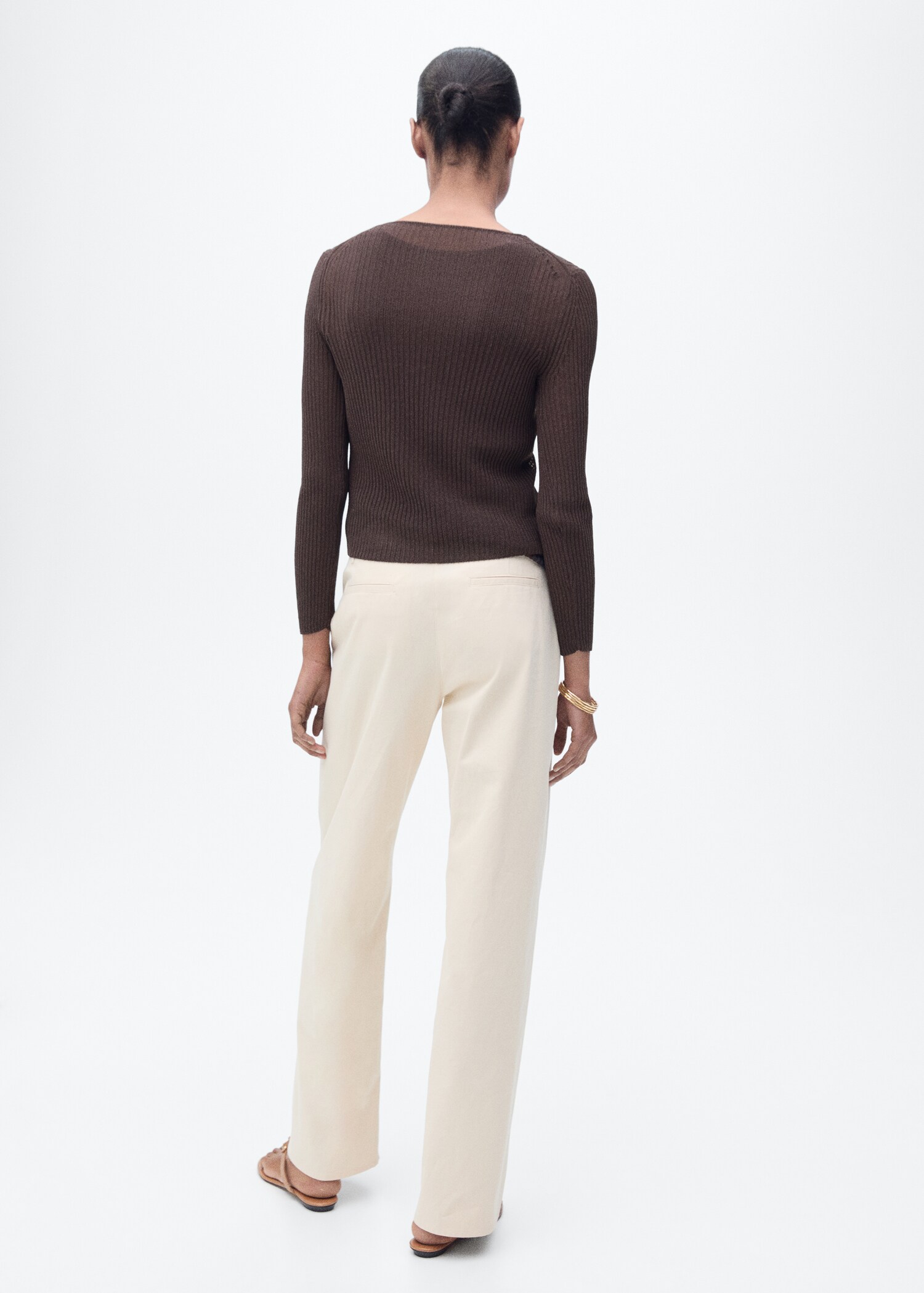 Cárdigan punto canalé lazos - Reverso del artículo