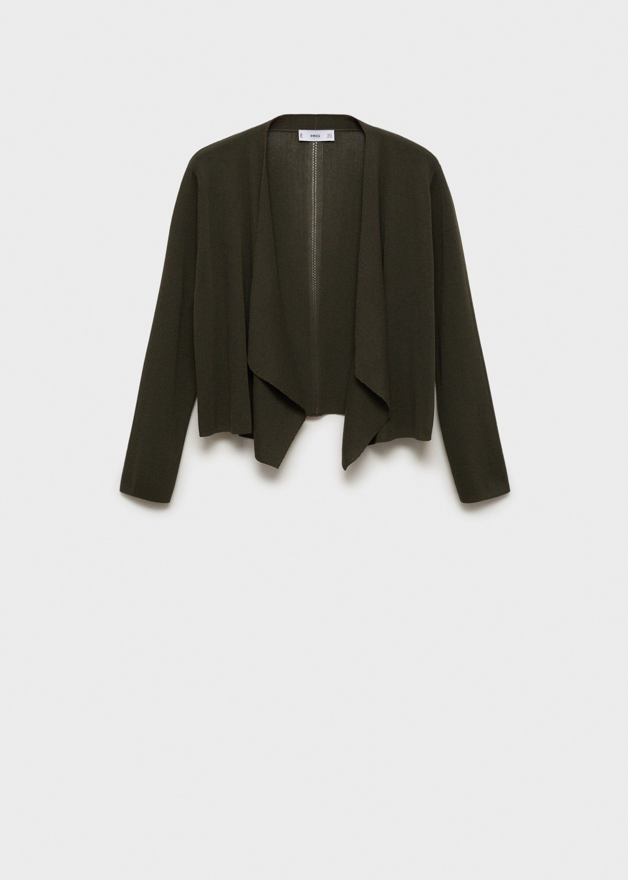 Knitted cropped cardigan - Article without model, Dark Green. Ref: 87077174-00.