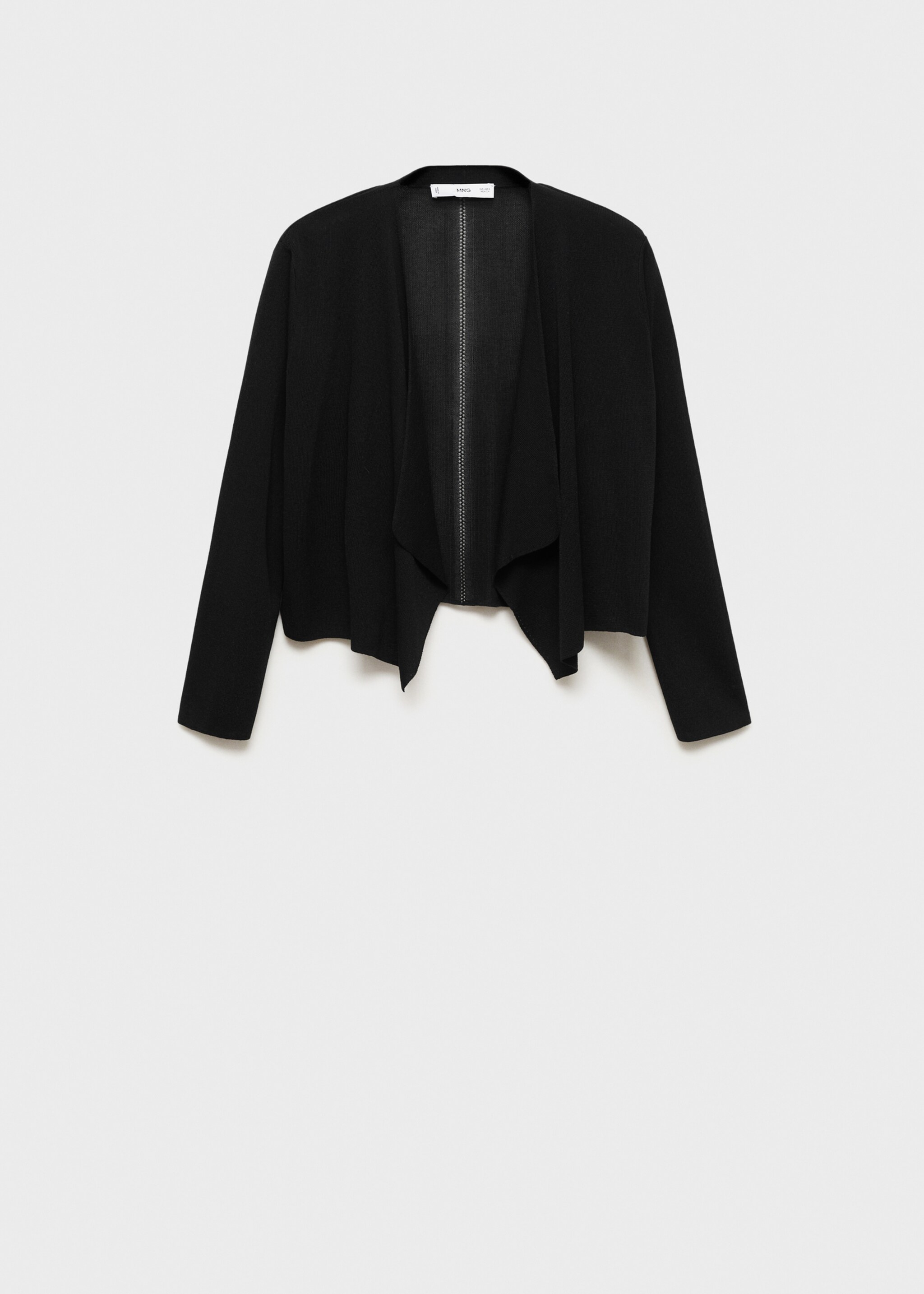 Knitted cropped cardigan - Article without model, Black. Ref: 87077174-00.