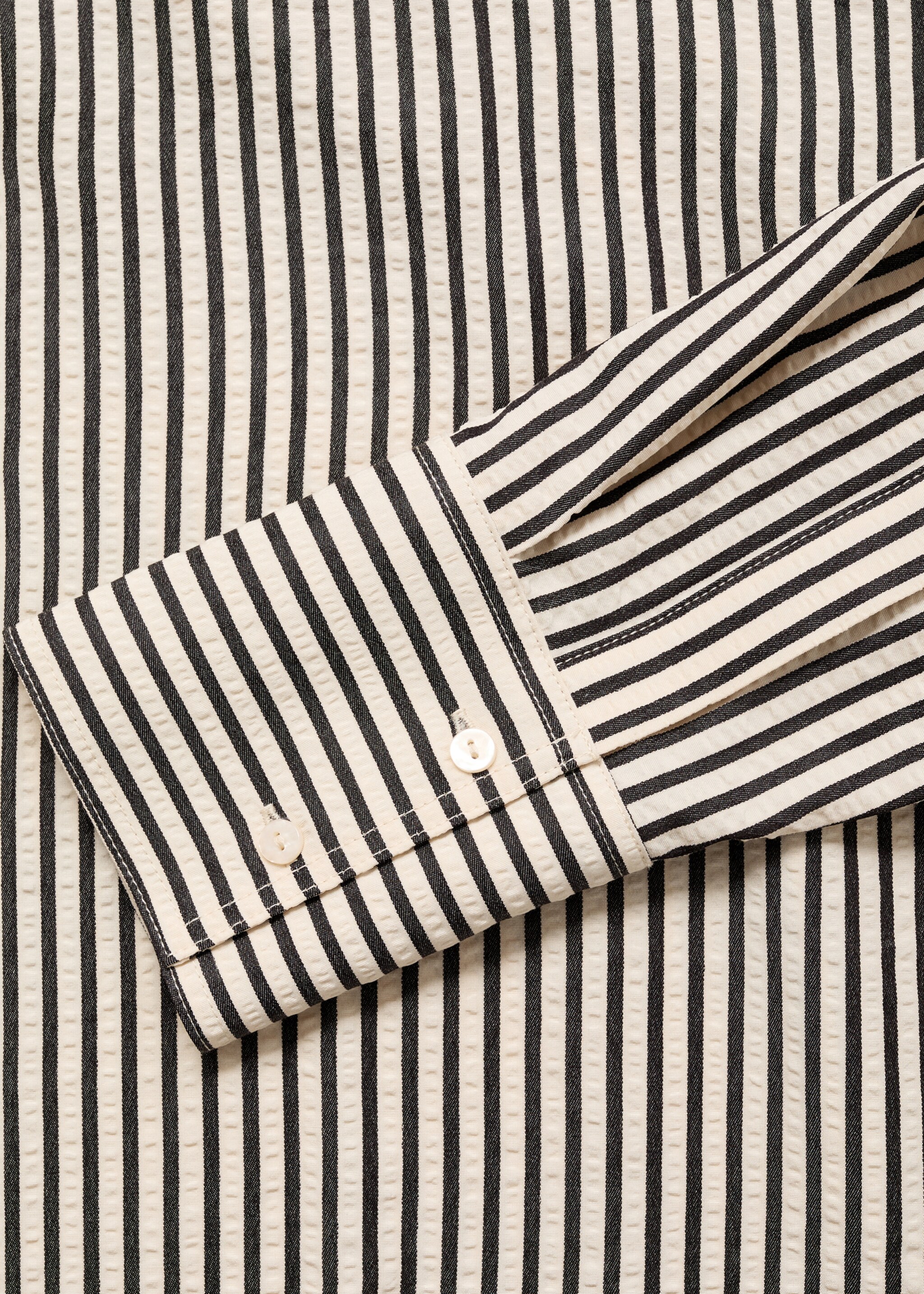 Striped textured shirt - Details of the article 0, Off White. Ref: 87077175-00.