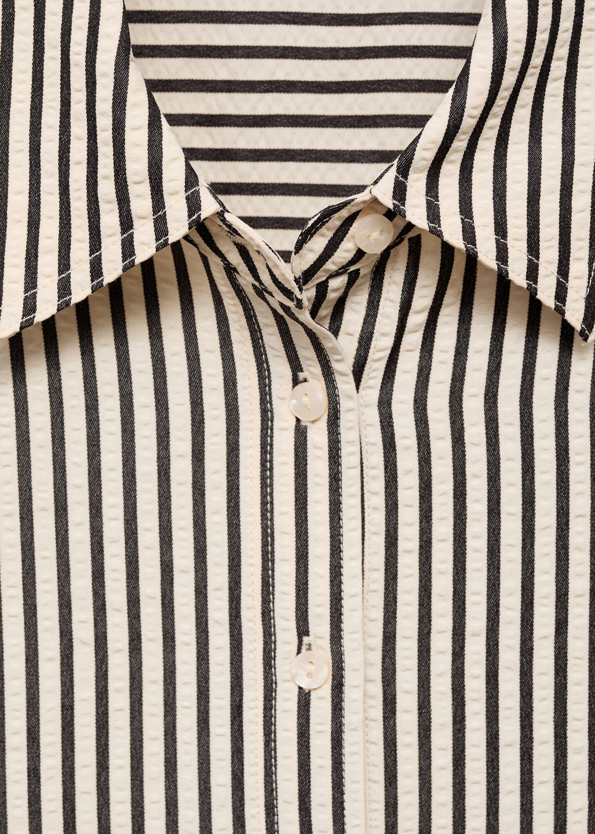 Striped textured shirt - Details of the article 8, Off White. Ref: 87077175-00.