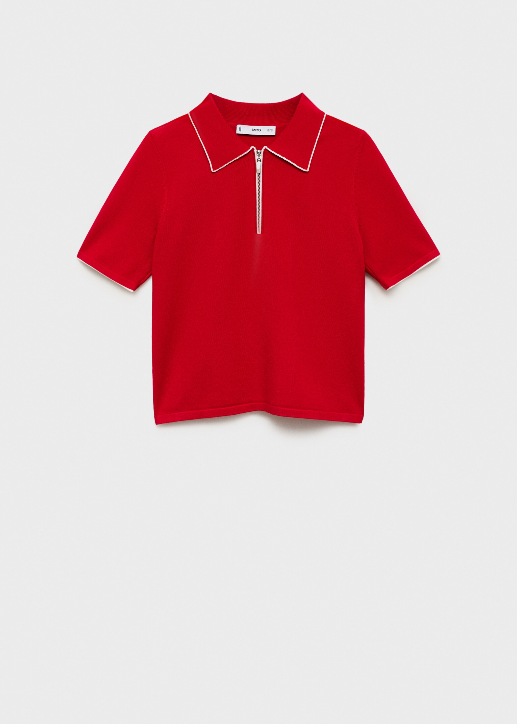 Πουλόβερ με γιακά πόλο με ραφές σε χρωματική αντίθεση - Προϊόν χωρίς μοντέλο, Κόκκινο. Ref: 87077176-00.