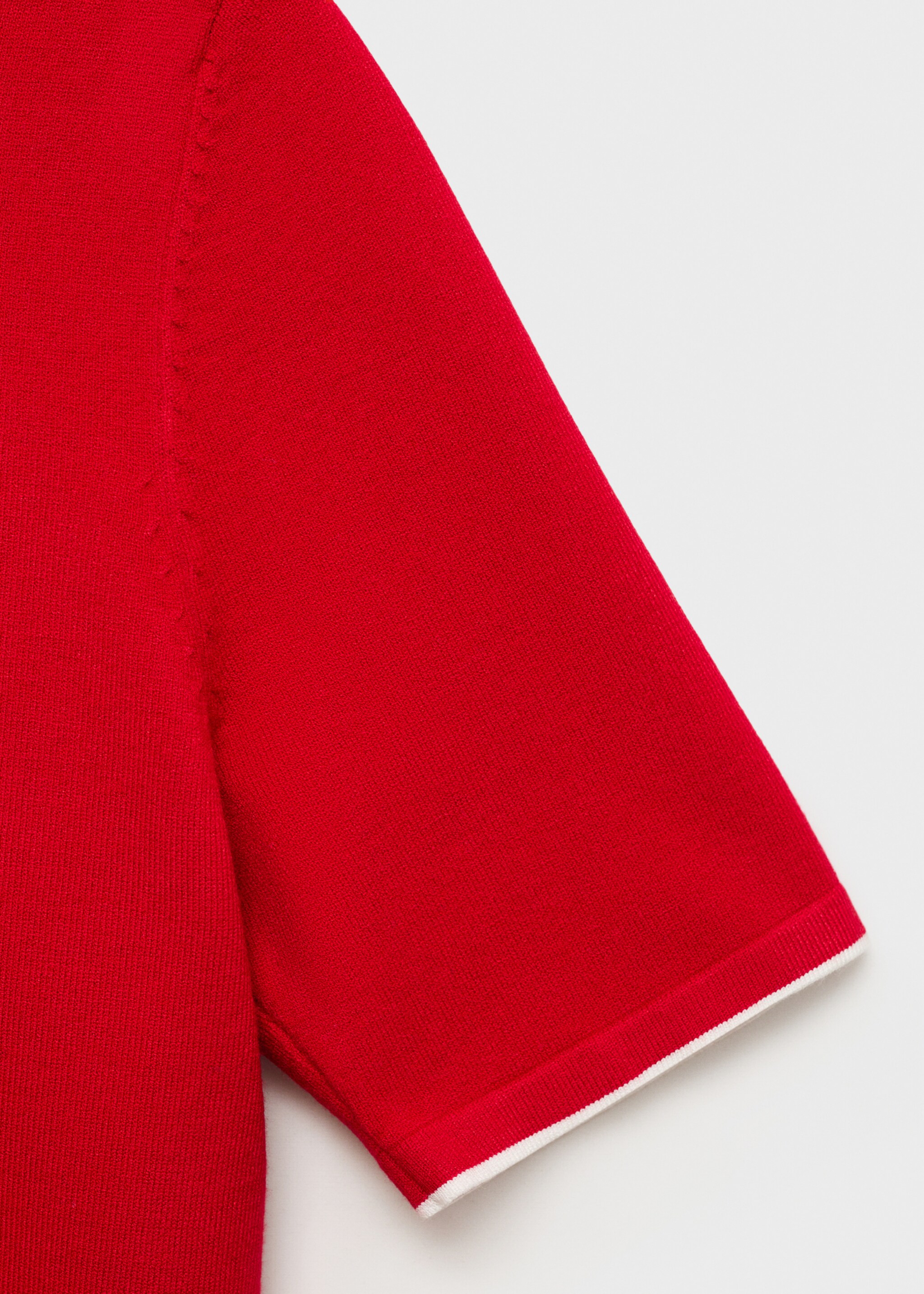 Πουλόβερ με γιακά πόλο με ραφές σε χρωματική αντίθεση - Λεπτομέρεια του προϊόντος 0, Κόκκινο. Ref: 87077176-00.