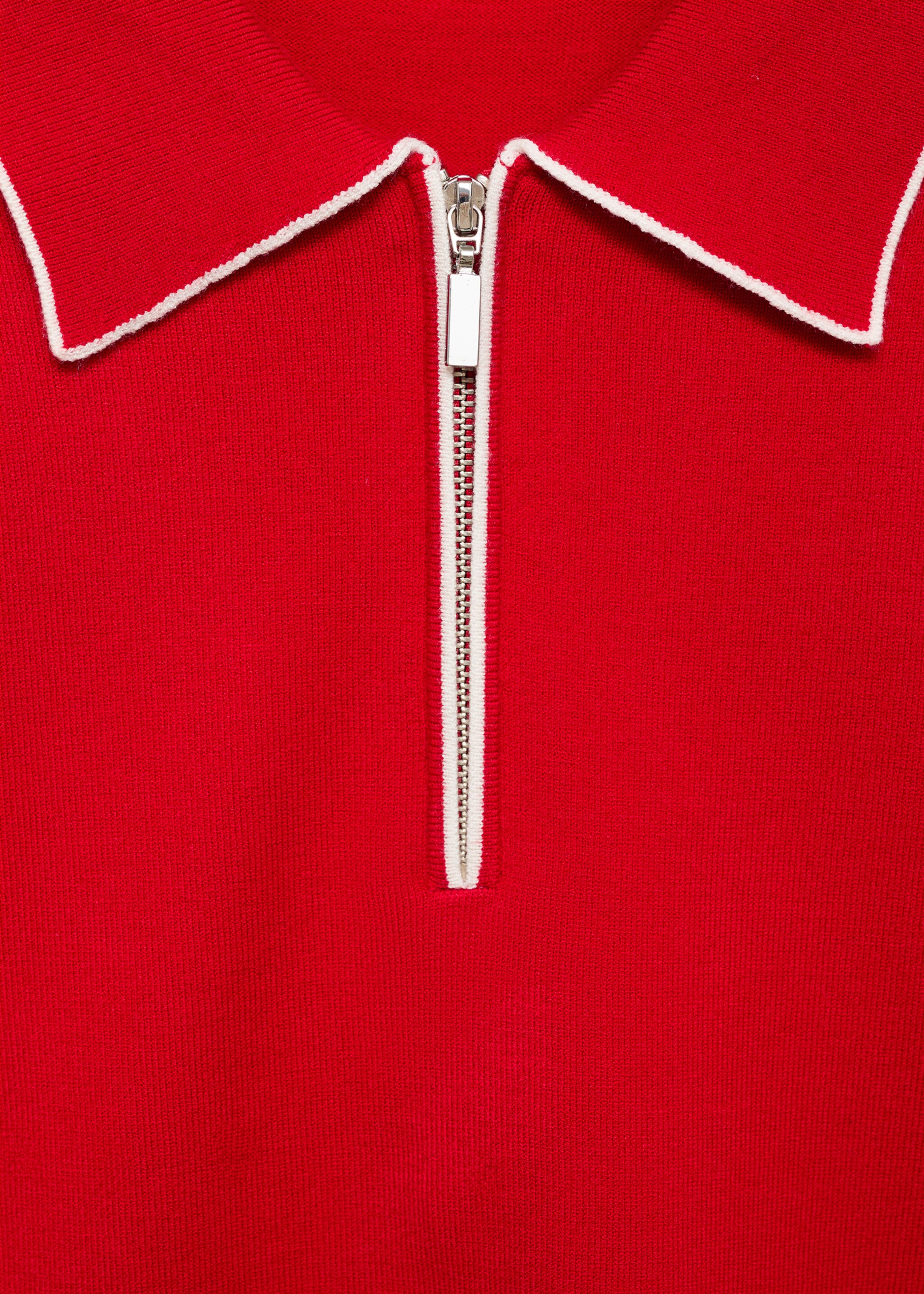 Πουλόβερ με γιακά πόλο με ραφές σε χρωματική αντίθεση - Λεπτομέρεια του προϊόντος 8, Κόκκινο. Ref: 87077176-00.
