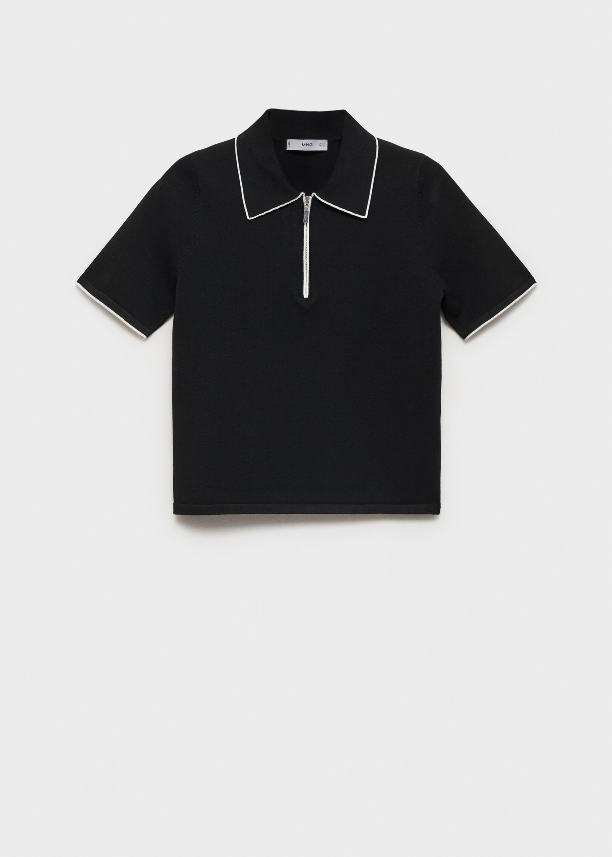 Πουλόβερ με γιακά πόλο με ραφές σε χρωματική αντίθεση - Προϊόν χωρίς μοντέλο, Μαύρο. Ref: 87077176-00.