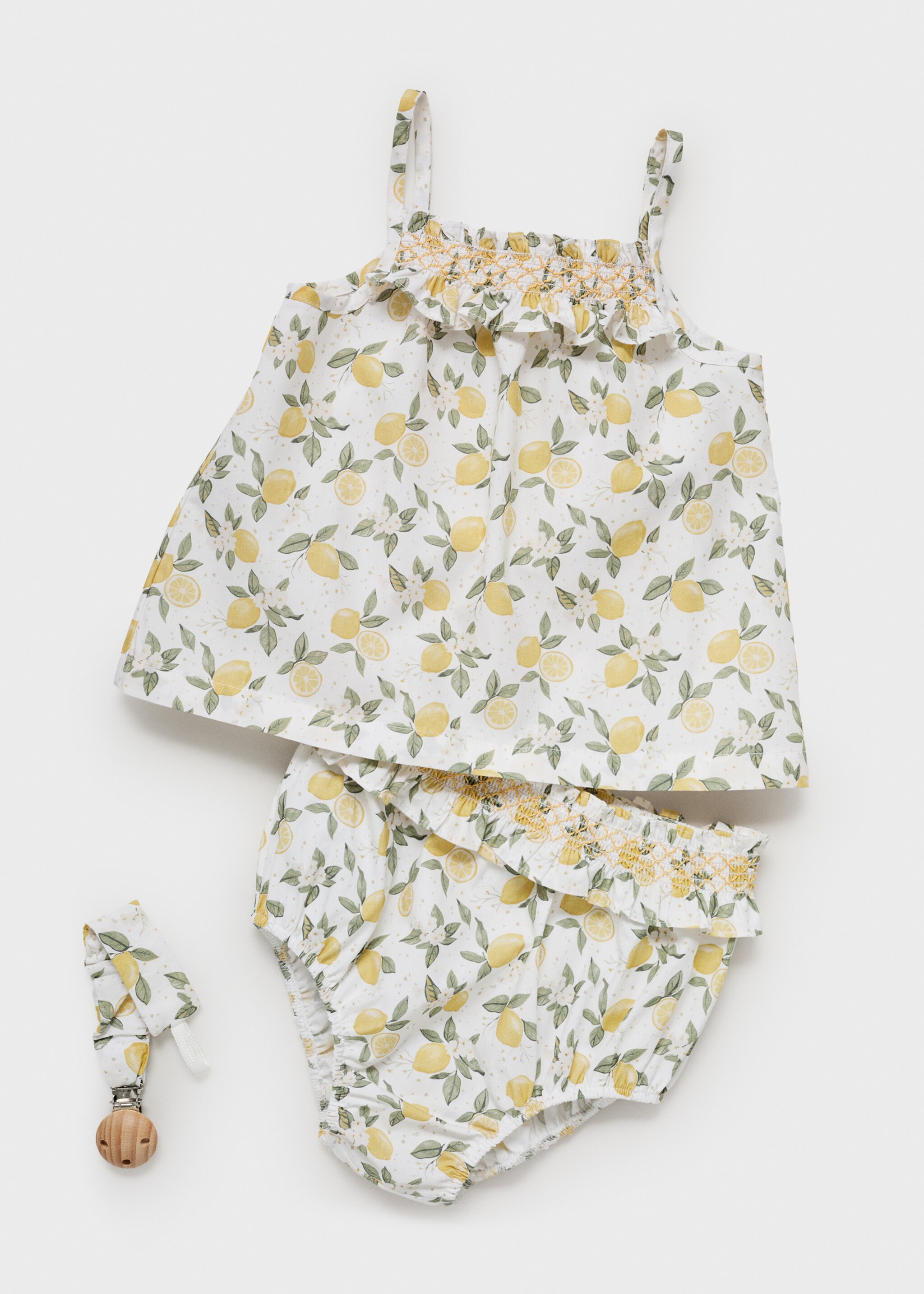Printed dress and nappy cover - Details of the article 0, Yellow. Ref: 87077177-00.