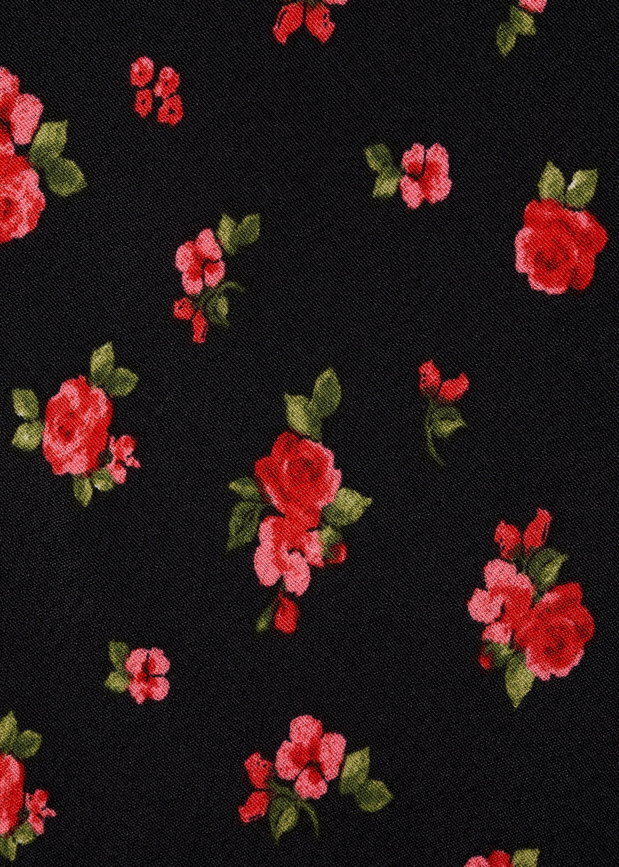 Long floral flared skirt - Details of the article 0, Black. Ref: 87077178-00.