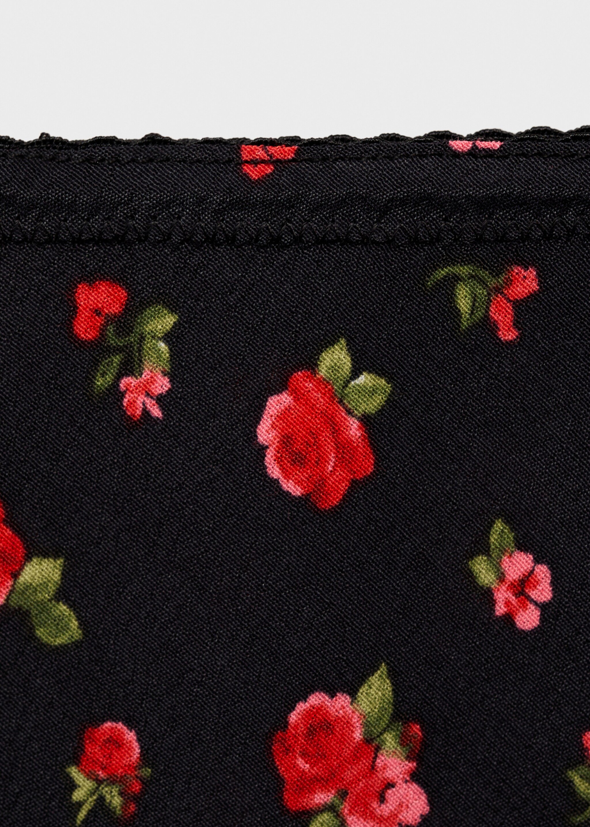 Long floral flared skirt - Details of the article 8, Black. Ref: 87077178-00.