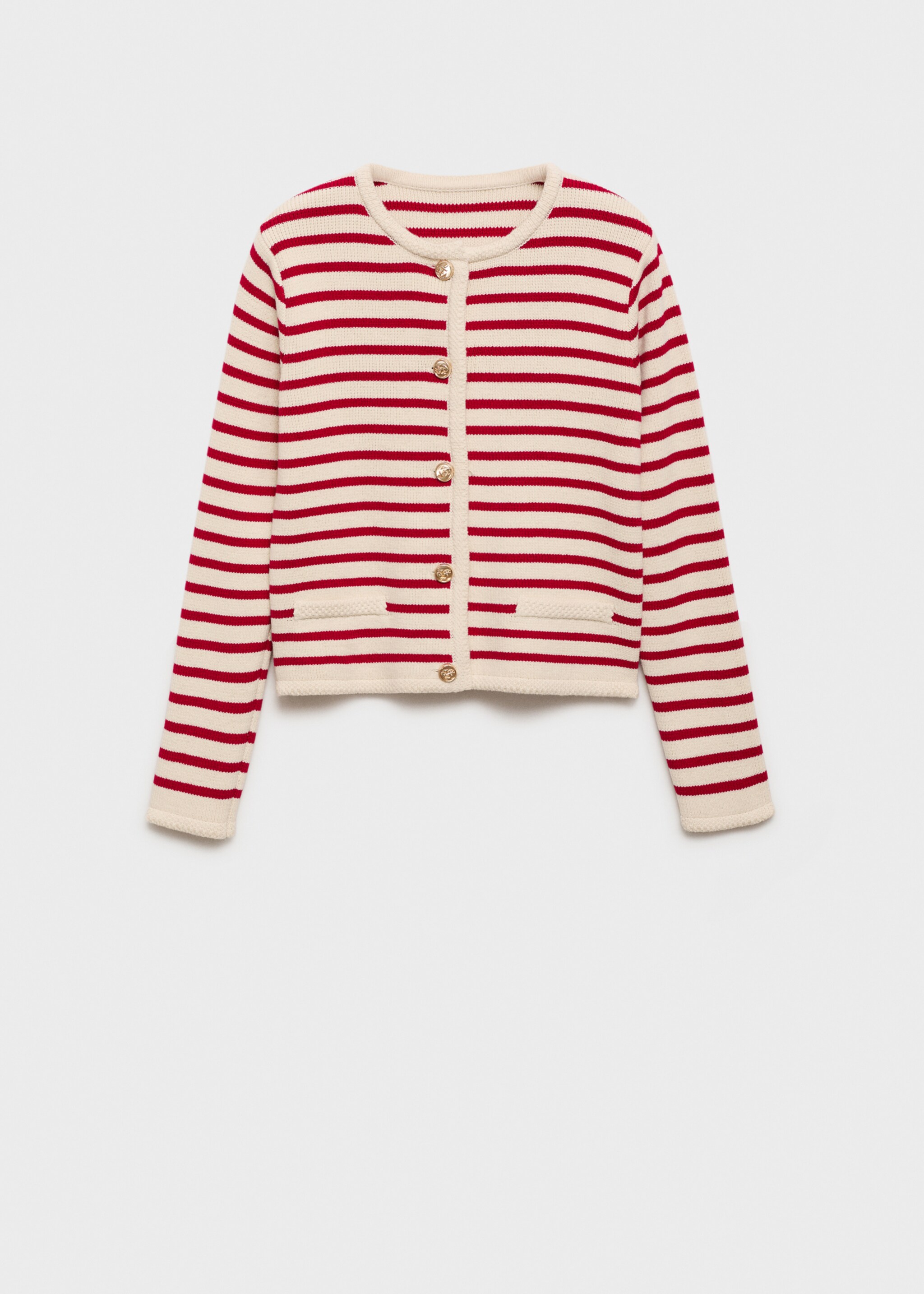 Stripped knit cardigan - Article without model, Red. Ref: 87077179-00.