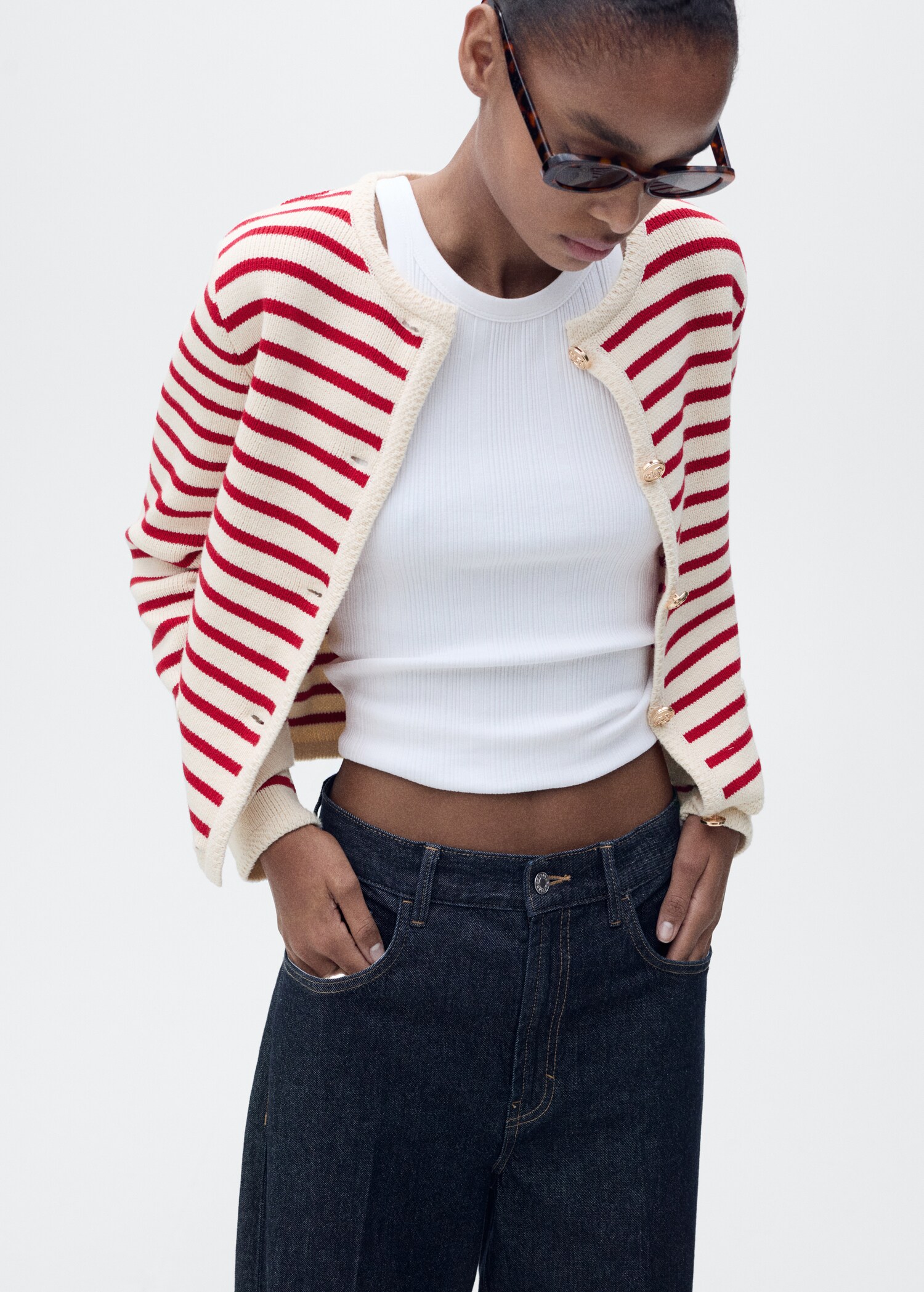 Stripped knit cardigan - Details of the article 2