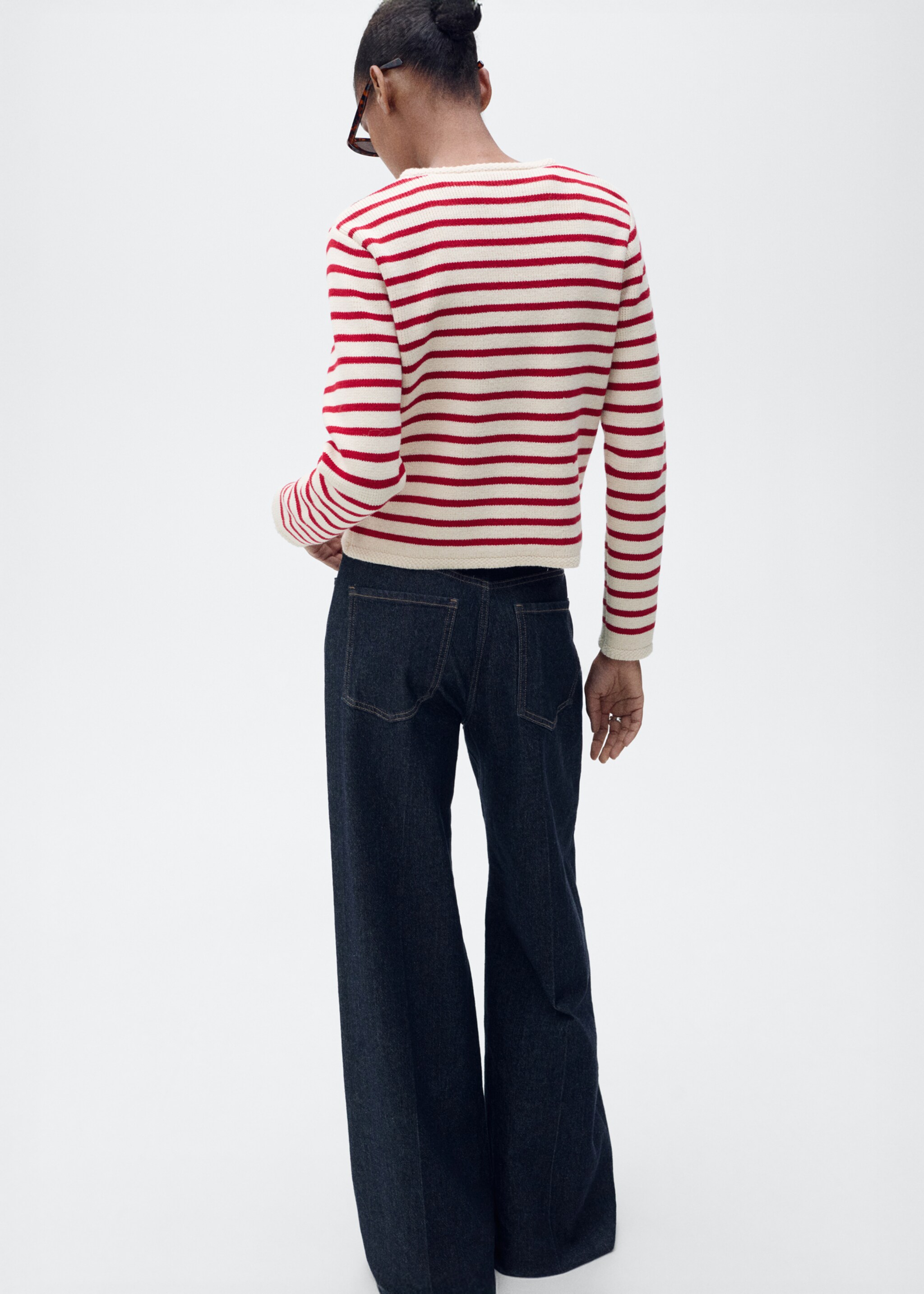 Stripped knit cardigan - Reverse of the article, Red. Ref: 87077179-00.