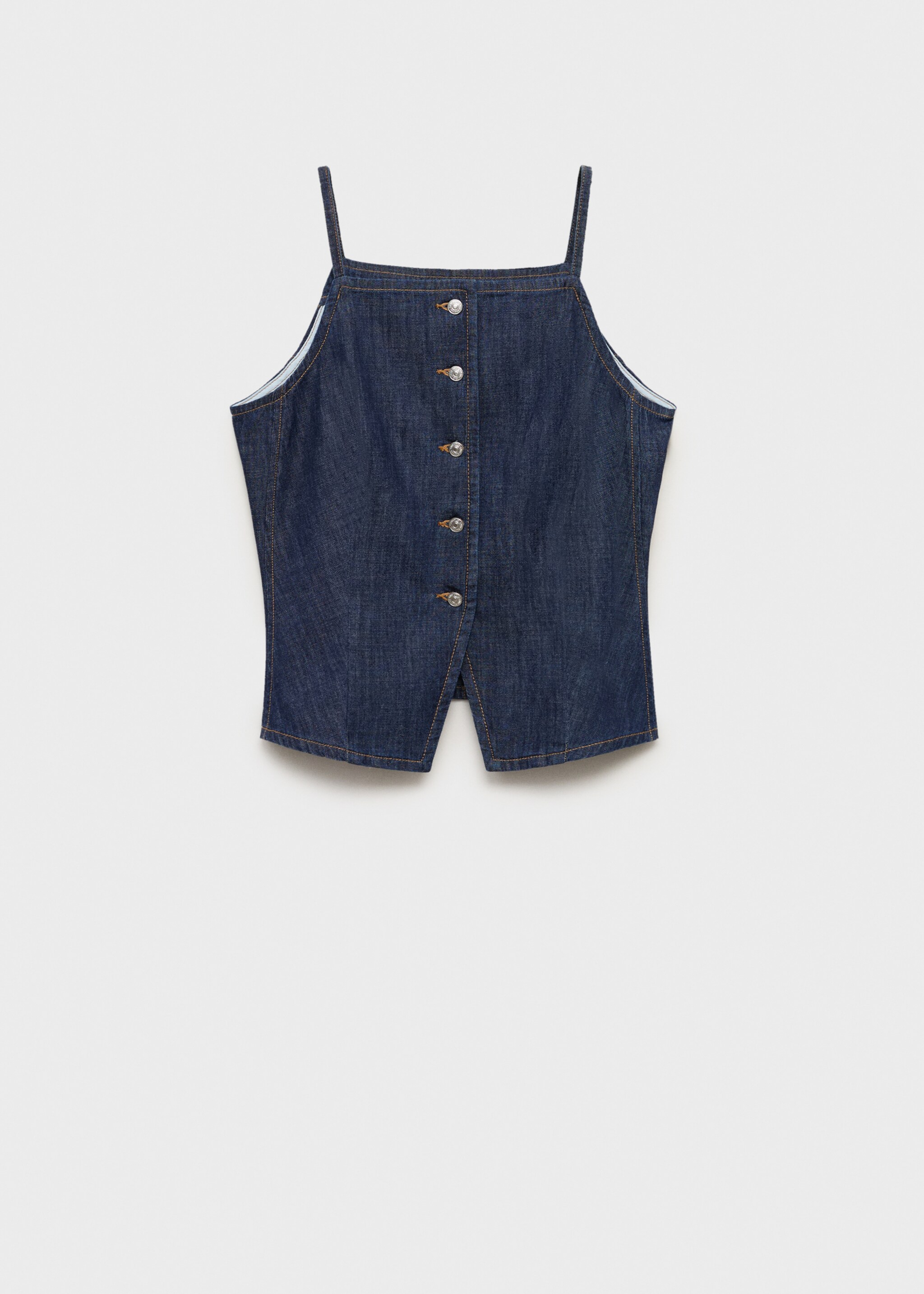 Buttoned denim top - Article without model, Open Blue. Ref: 87077182-00.