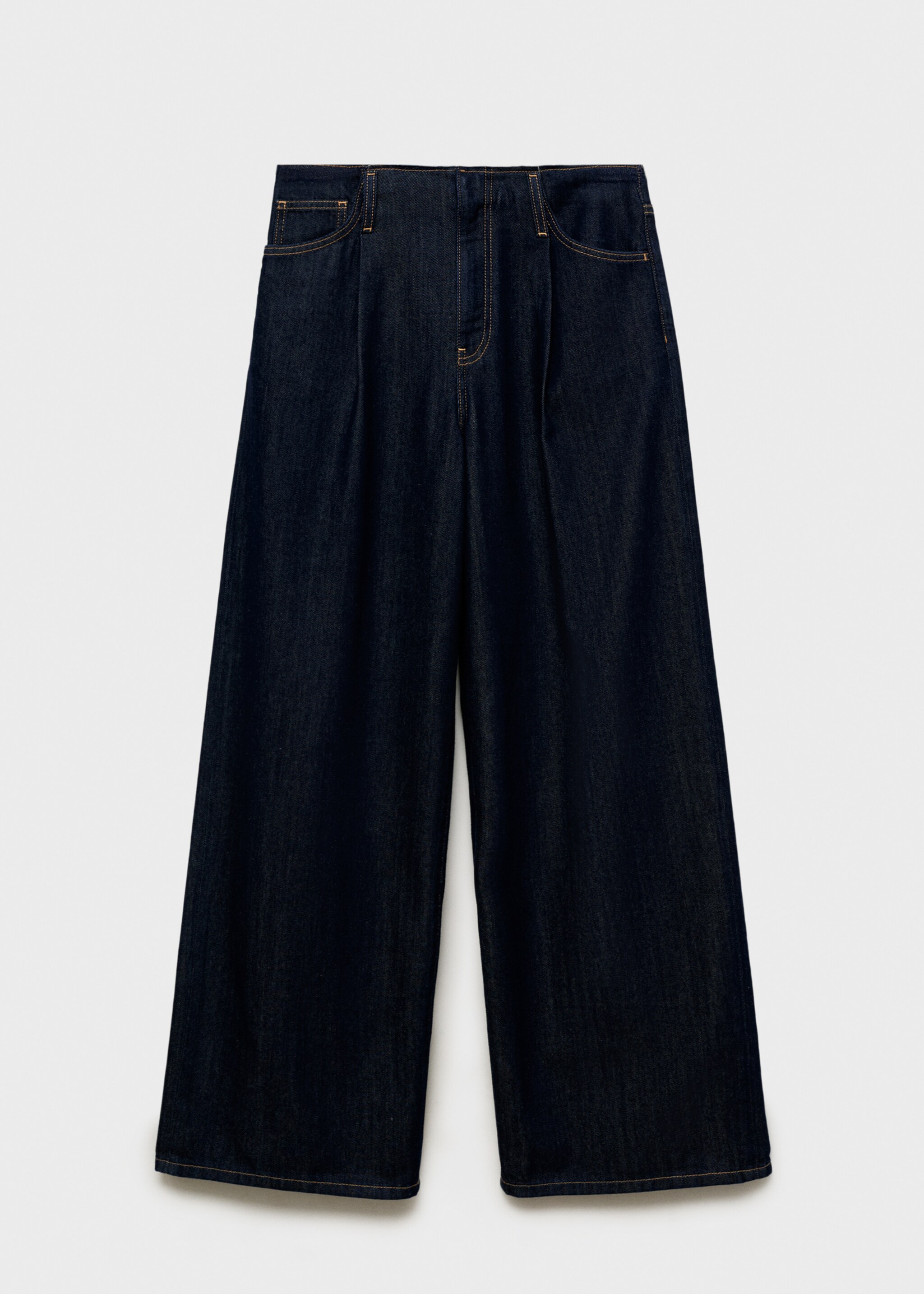 Wide leg denim trousers with frayed waist - Article without model, Open Blue. Ref: 87077191-00.