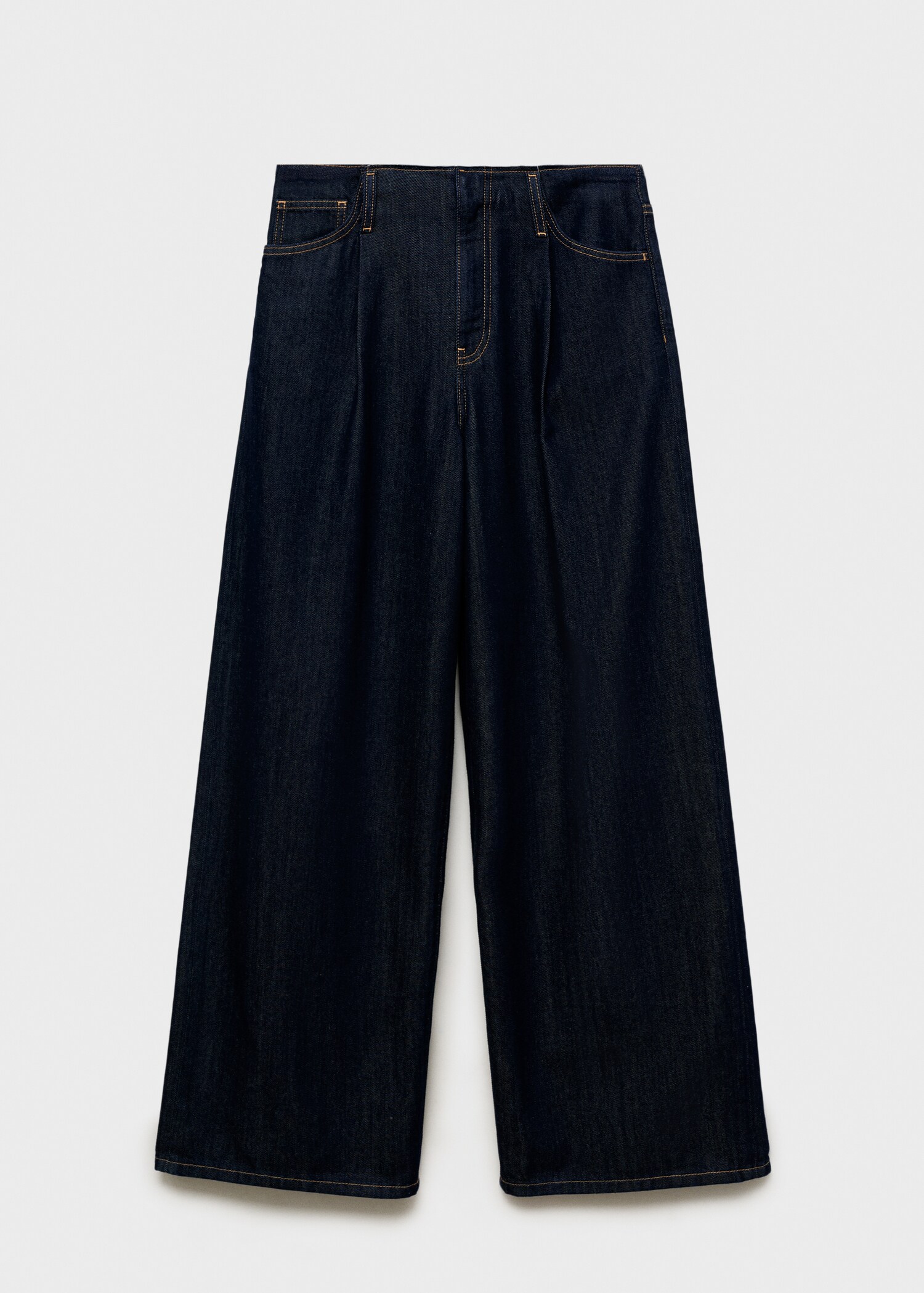 Wide leg denim trousers with frayed waist - Article without model