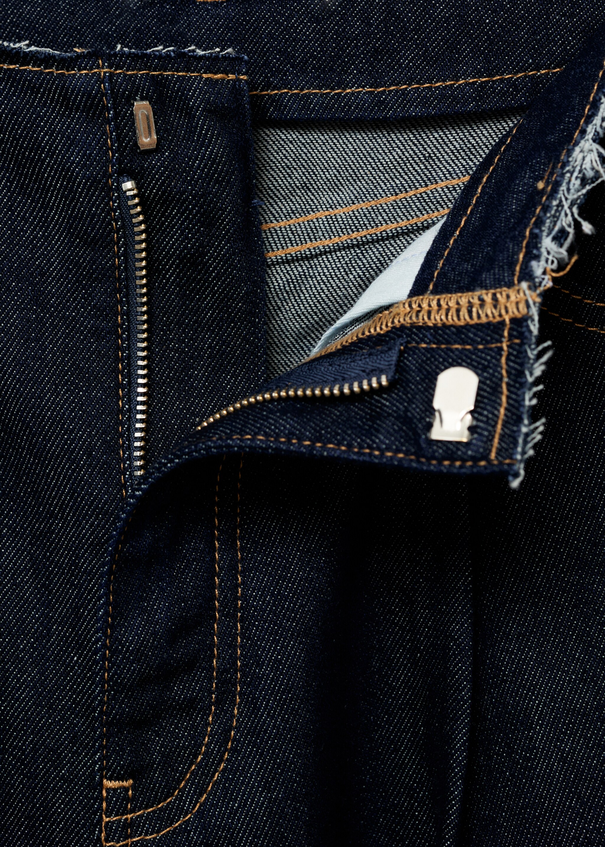 Wide leg denim trousers with frayed waist - Details of the article 0, Open Blue. Ref: 87077191-00.