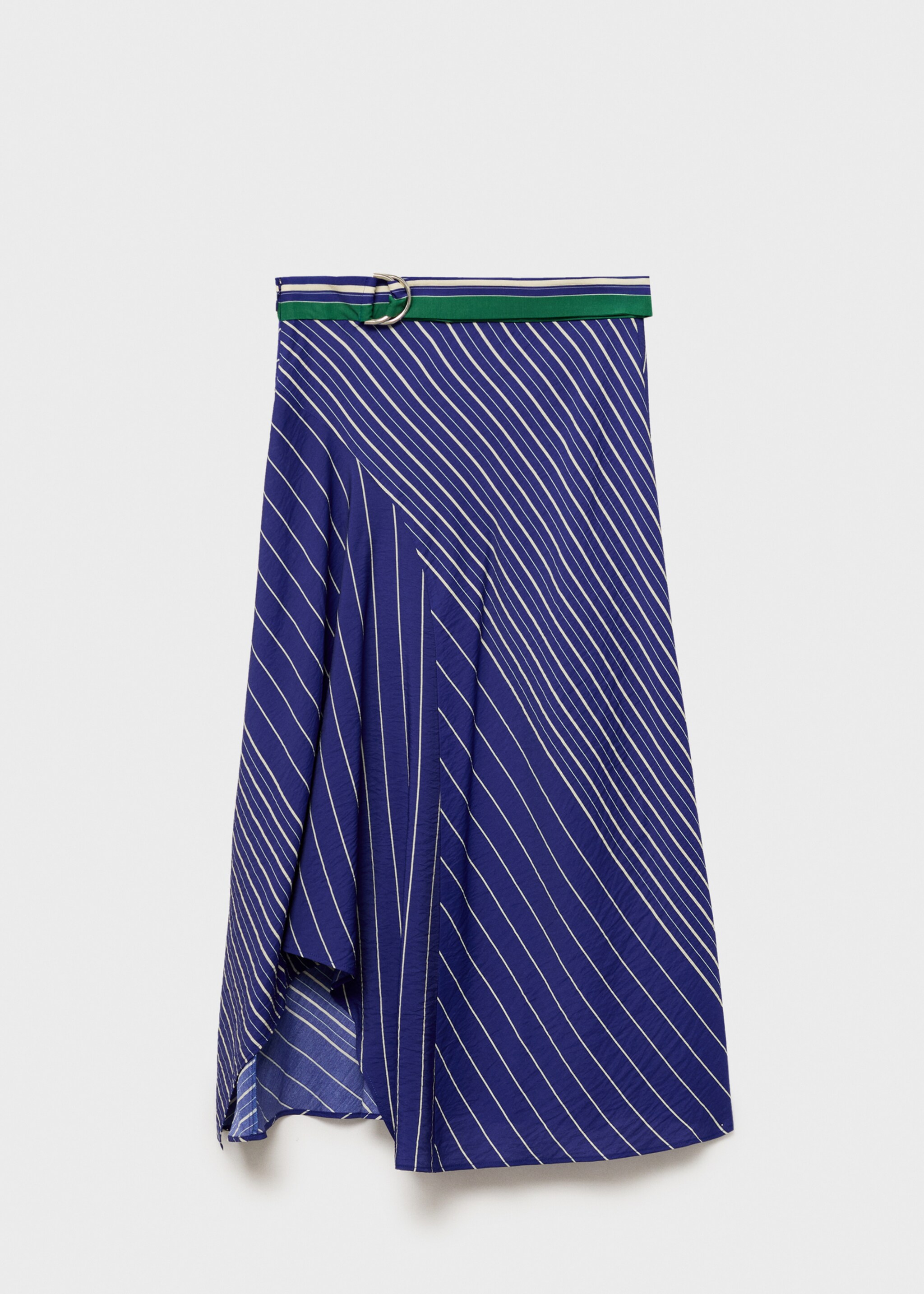 Striped midi-skirt with belt - Article without model, Blue. Ref: 87077193-00.