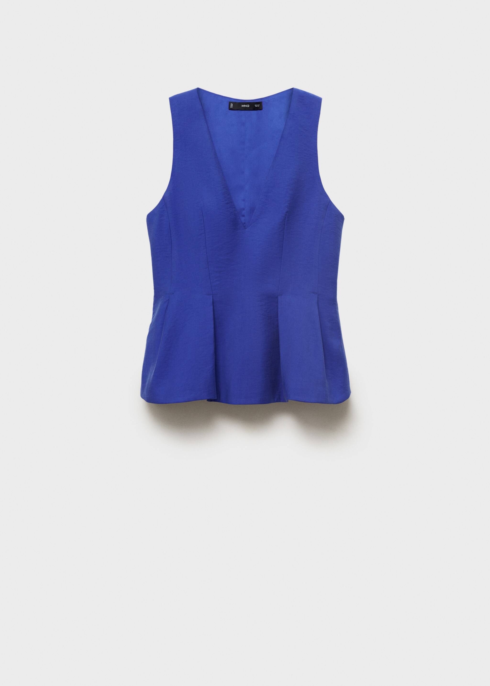 Modal V-neck top - Article without model, Blue. Ref: 87077194-00.