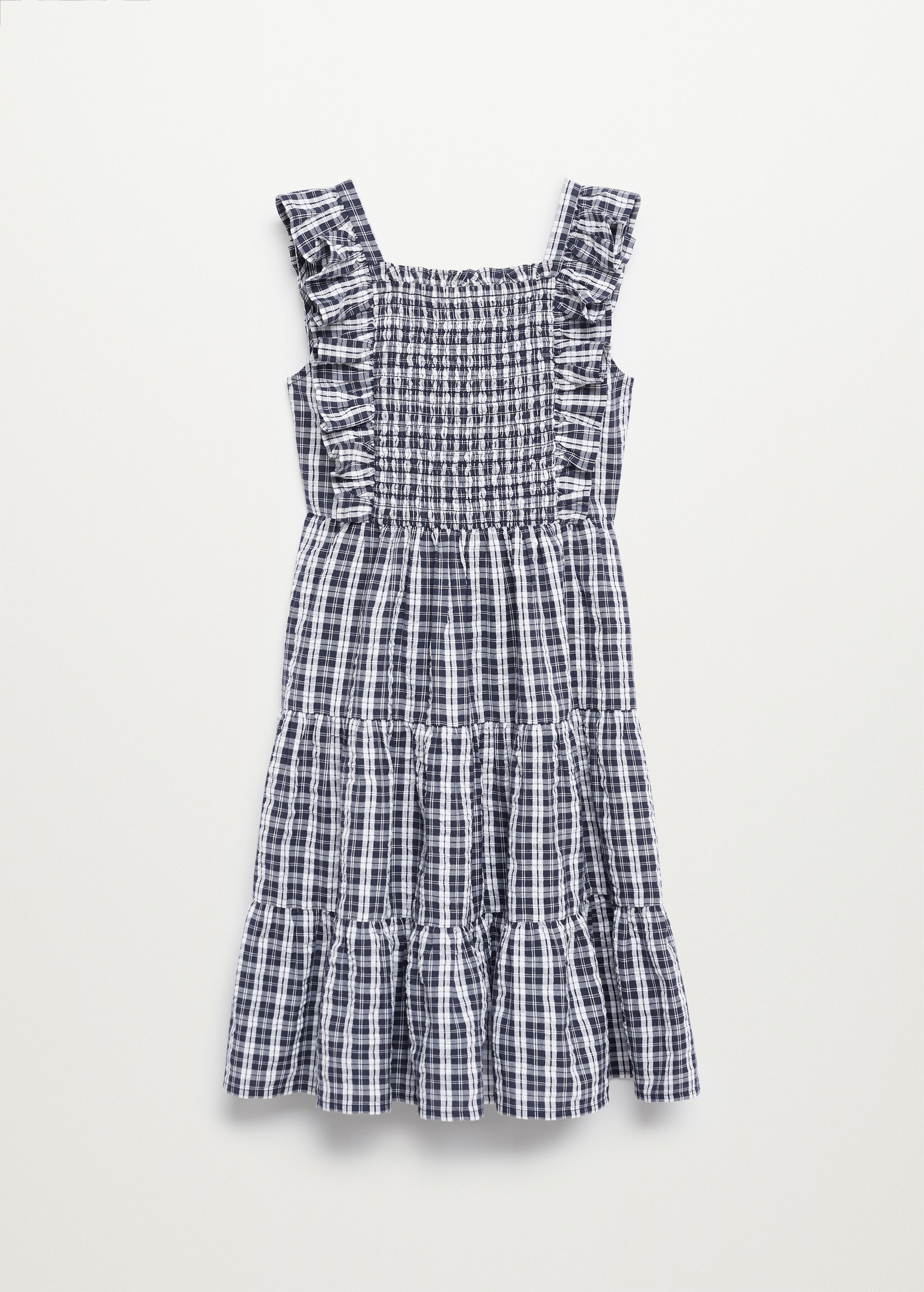 Vestido aos quadrados com folhos - Artigo sem modelo