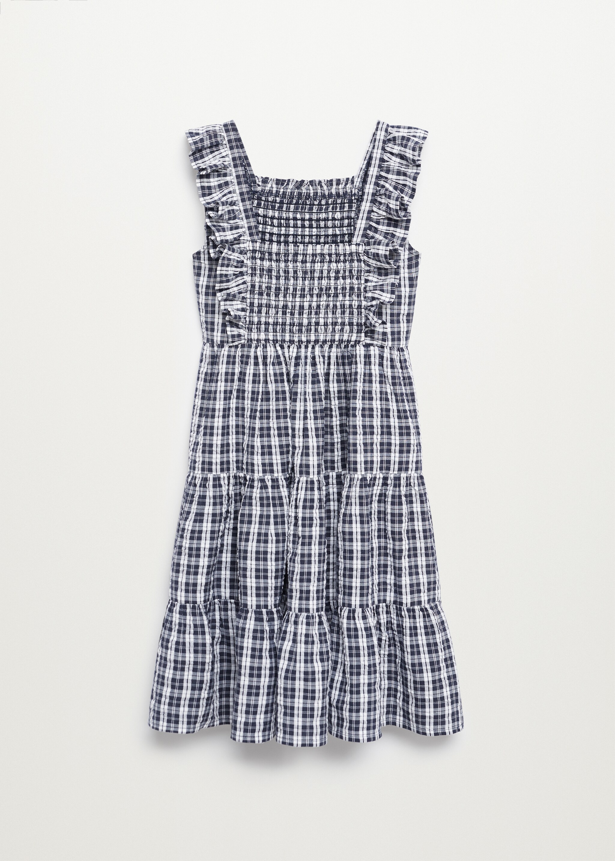 Vestido aos quadrados com folhos - Verso do artigo