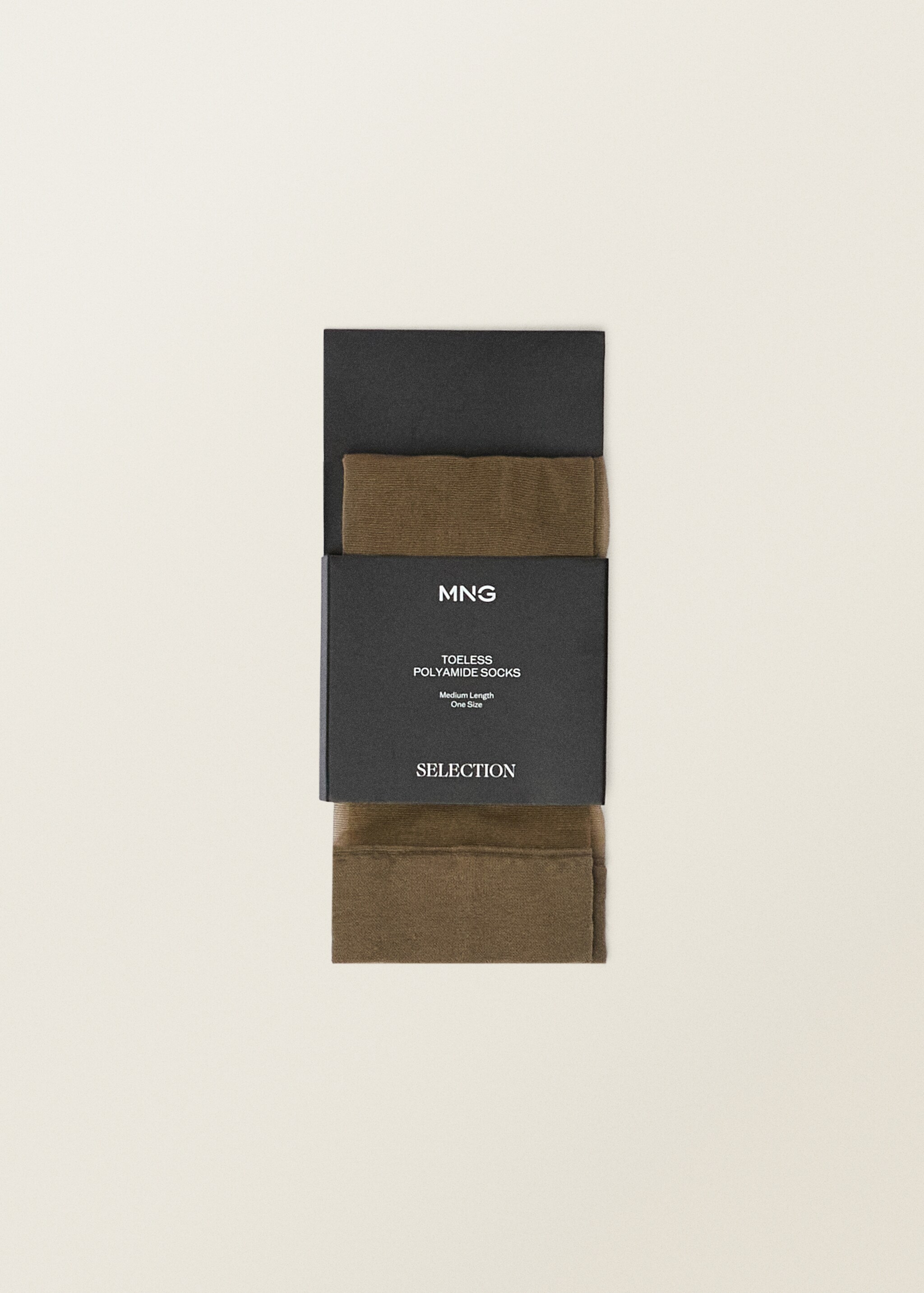 Thin veiled socks with opening - Details of the article 2, Khaki. Ref: 87077710-00.