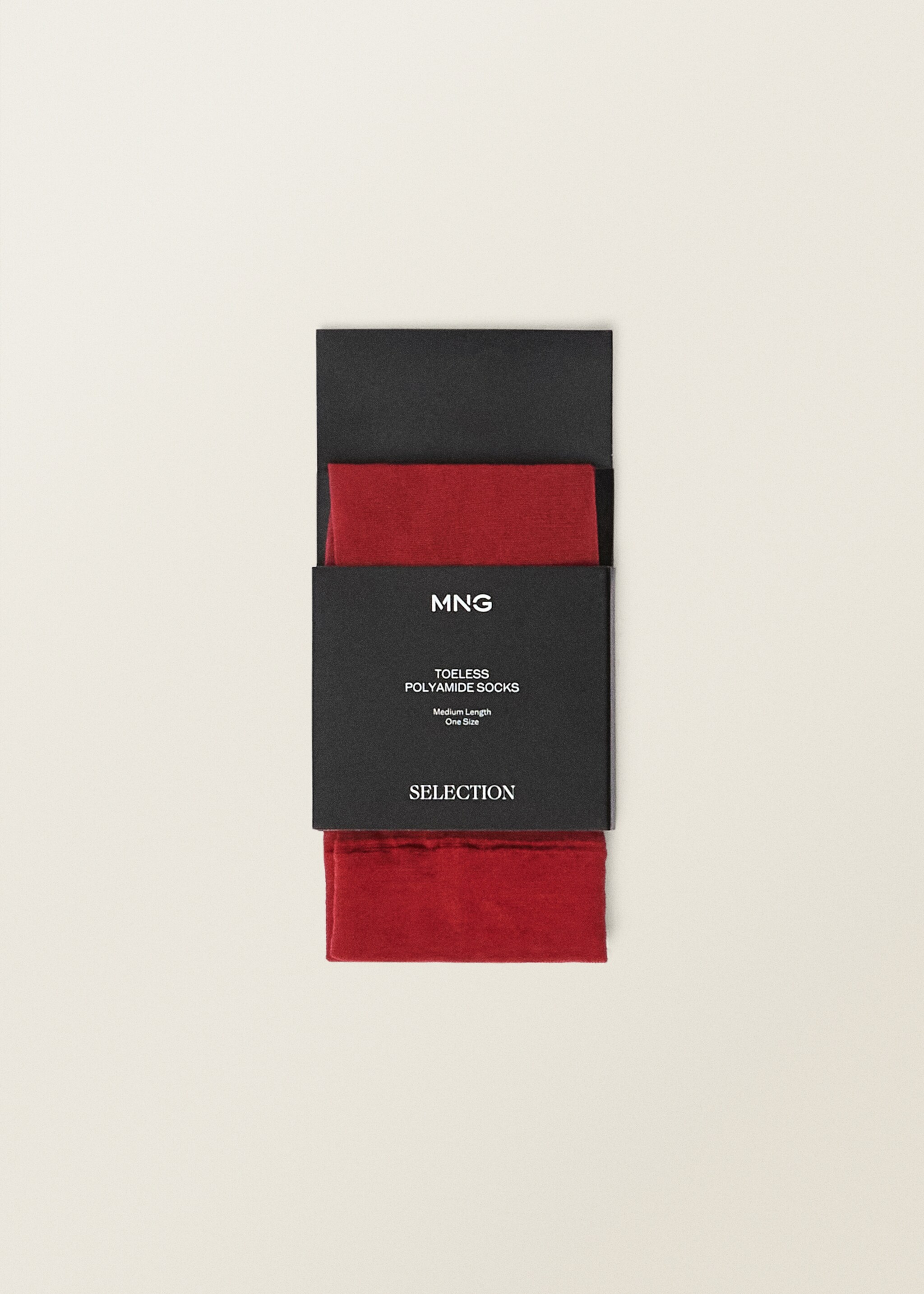 Thin veiled socks with opening - Details of the article 2, Red. Ref: 87077710-00.